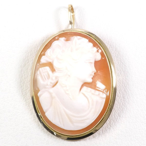 14K Yellow Gold Shell Cameo Pendant & Brooch - Vintage Two-Way Jewelry for Women - Perfect for Weddings, Anniversaries & Special Occasions