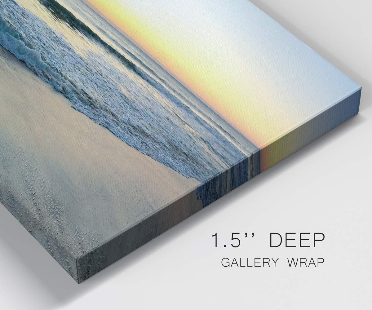 Modern Ocean Wave Canvas Wall Art - Blue Beach Landscape Print for Living Room, Bedroom, Bathroom & Office Decor - Ready to Hang 20x40 Inches - Perfect for Coastal, Nautical & Boho Home Styling