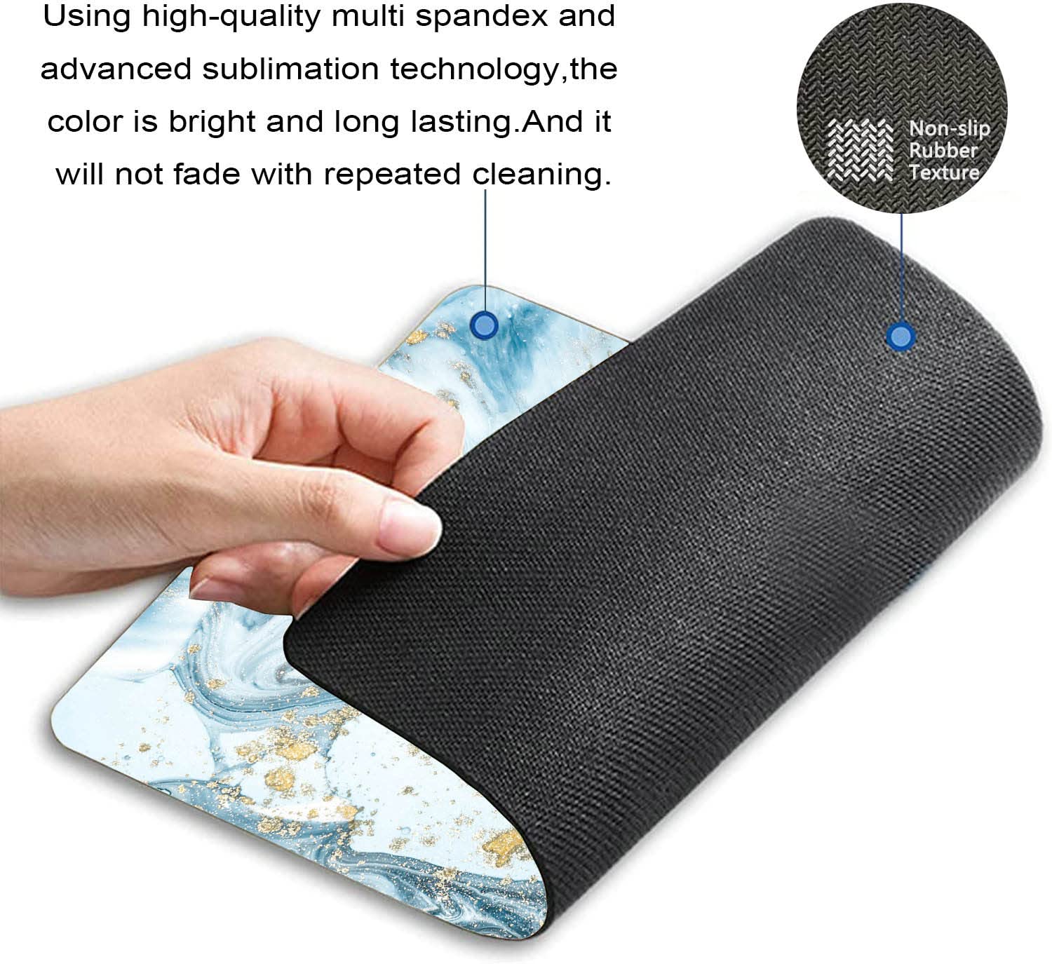 Premium Abstract Blue Swirls Marble Mouse Pad - Non-Slip Rubber Base, Washable Square Cloth Surface for Office & Laptop Use - Perfect for Wireless Mouse, Computer Desks & Gaming Setups