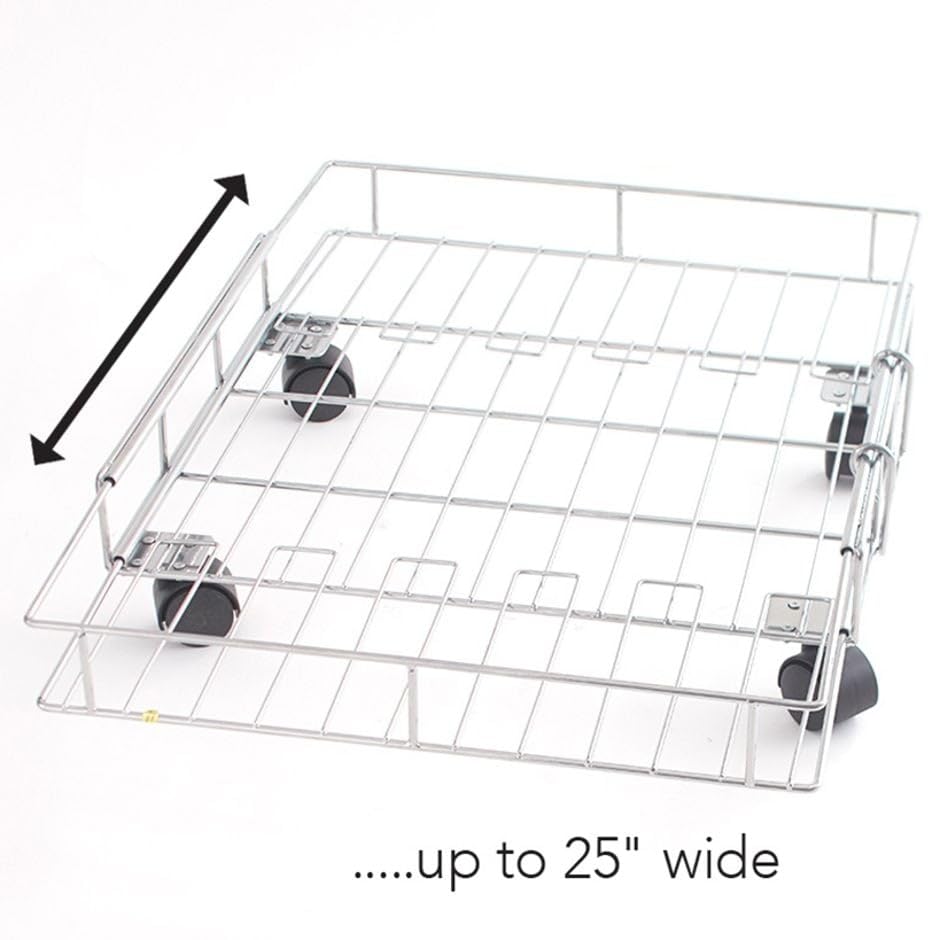 Expandable Rolling Metal Storage Basket for Home & Kitchen - Silver, Space Saving Organizer