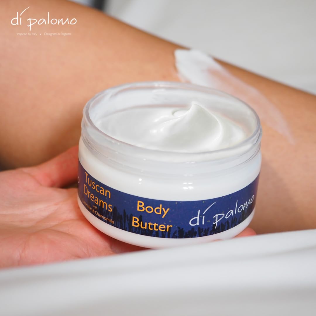 Di Palomo Tuscan Dreams Shea Butter Body Cream - 200ml Ultra Moisturizing Body Lotion for Dry Skin, Nourishing Body Moisturizer with Natural Ingredients for Women - Perfect for Daily Hydration & Spa Night Self-Care Routine