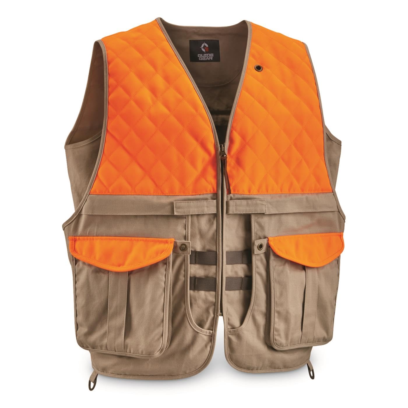 Guide Gear Men's Upland Hunting Vest - Orange Bird Hunting Vest with Back Game Pouch for Pheasant, Quail & Grouse Hunting | Durable Field Vest for Outdoor Sports & Birdwatching