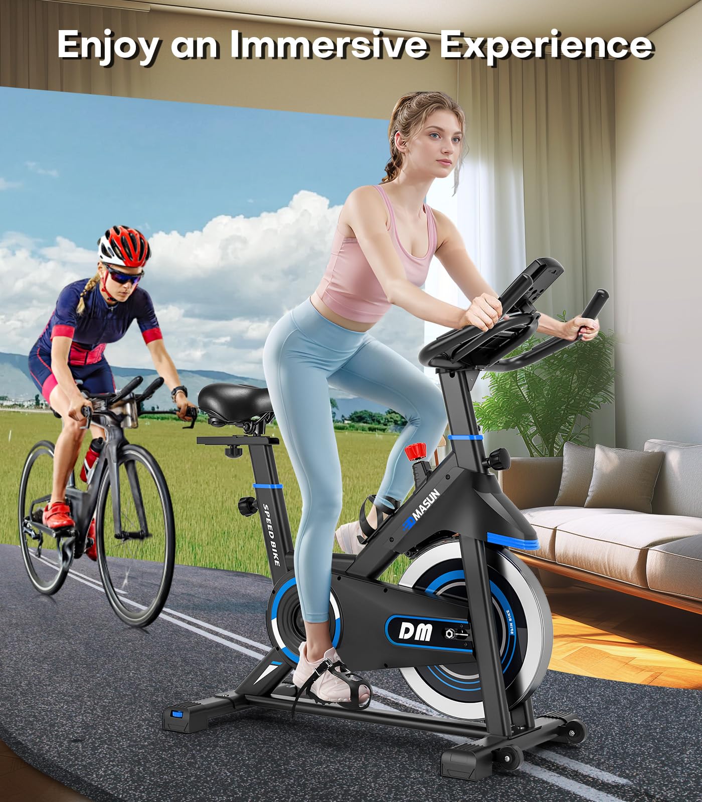 DMASUN 300 LBS Capacity Exercise Bike for Home - Classic Brake Pad Stationary Bike with Comfortable Seat Cushion & Digital Pulse Display | Perfect for Indoor Cycling Workouts, Home Gym Fitness & Cardio Training