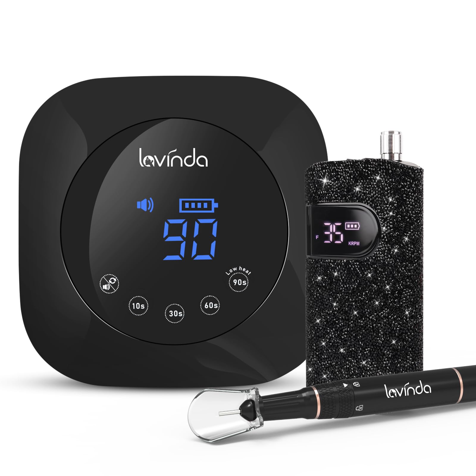 Lavinda Professional Electric Nail Drill Kit - 54W Rechargeable Nail Dryer & UV Lamp for Acrylic & Gel Nails | Salon & Home Manicure/Pedicure Tool