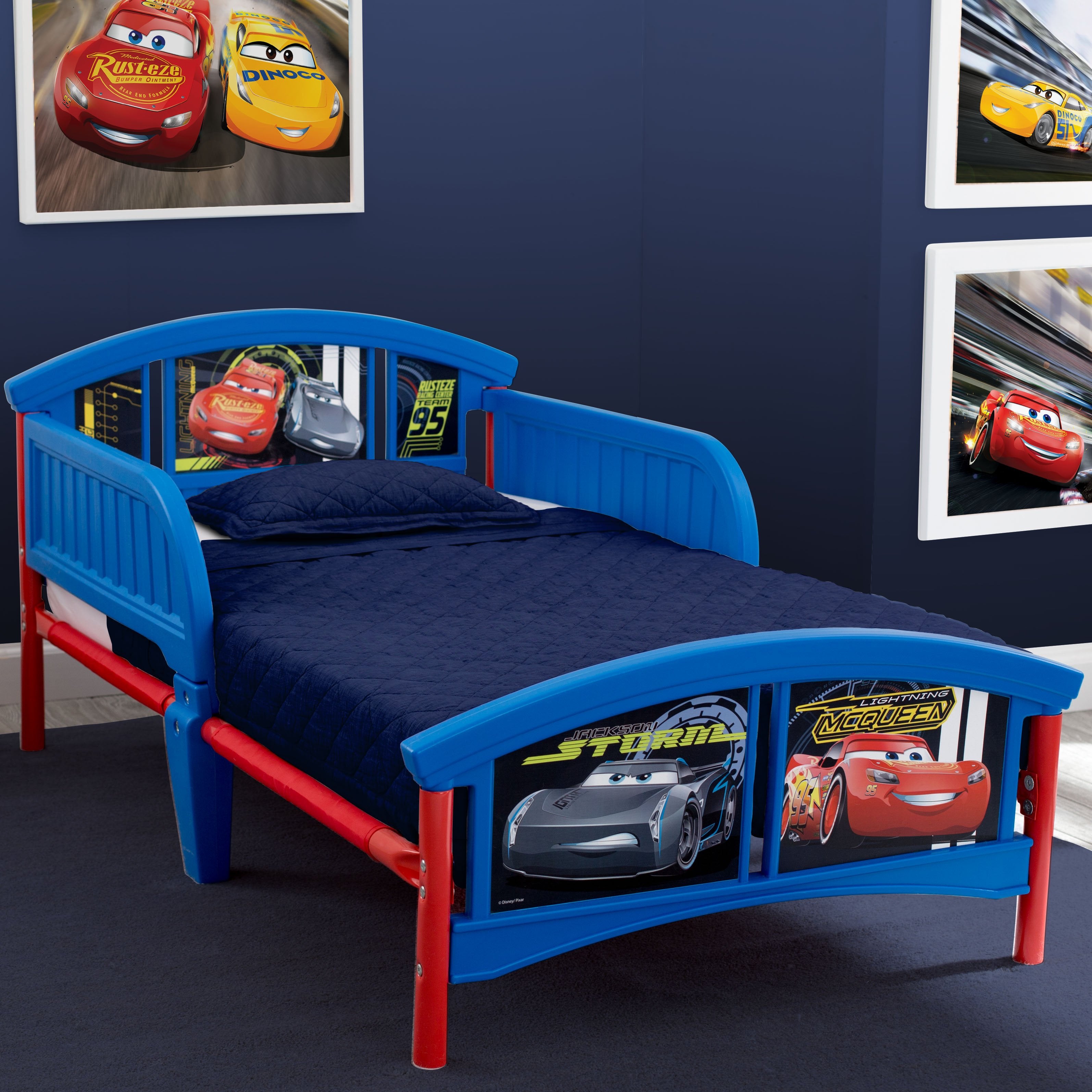 Plastic Toddler Car Bed for Kids - Safe & Fun Race Car Design for Boys & Girls - Perfect for Bedrooms, Playrooms & Daycare Centers