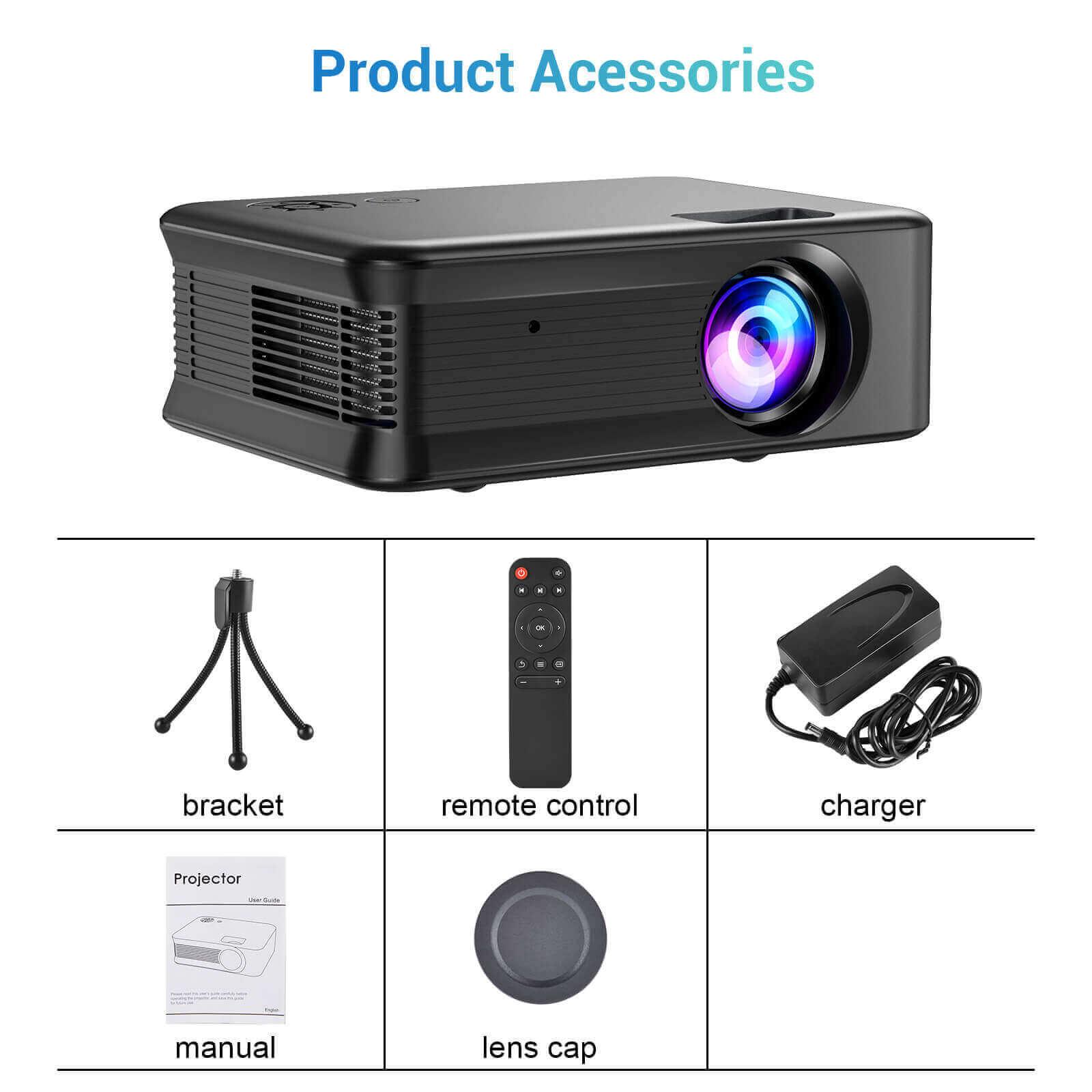 XGODY Mini Video Projector 1080P Full HD, Wireless Bluetooth & WiFi Home Theater Projector for Movies, Gaming, and Outdoor Camping