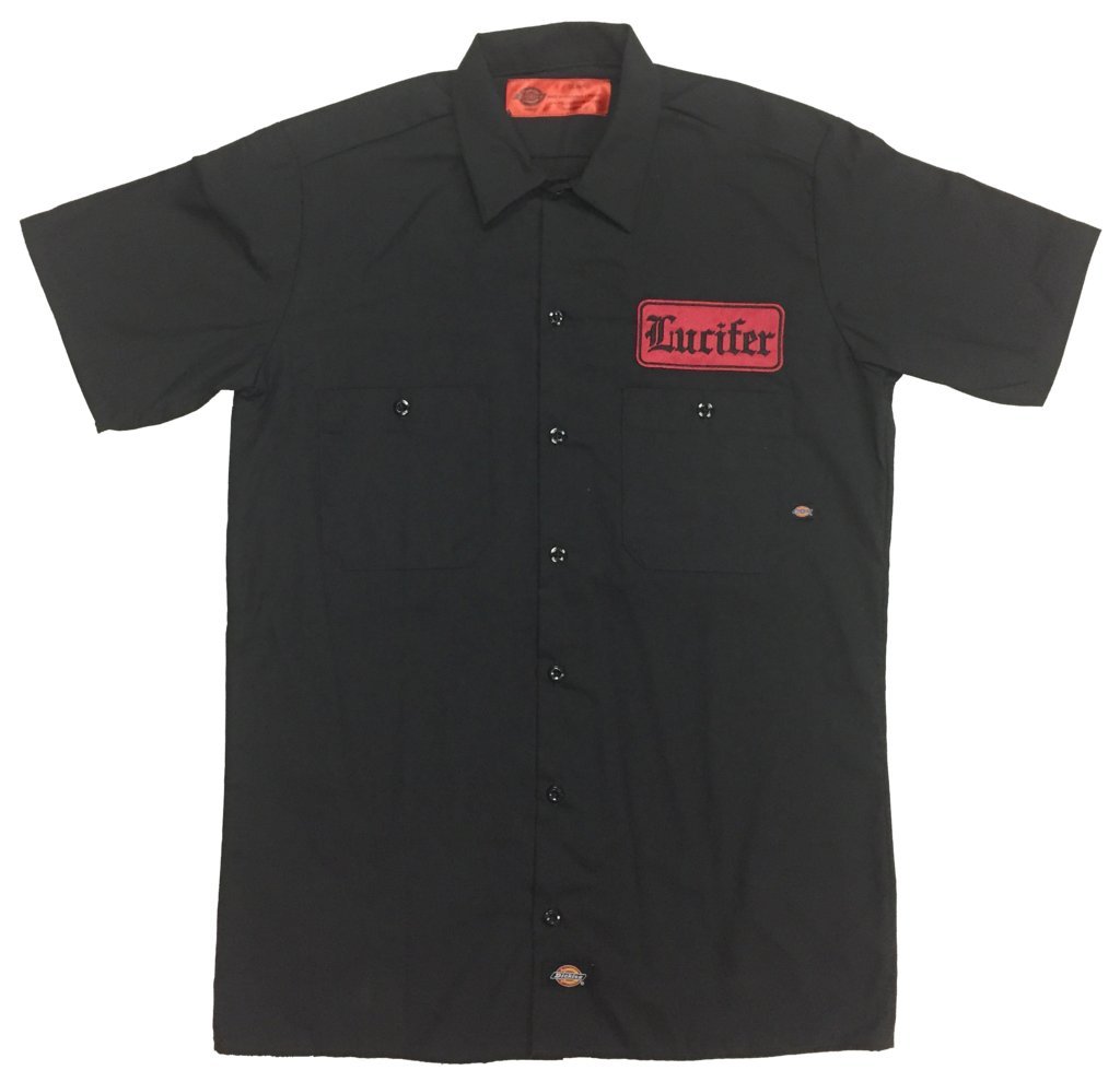 Lucifer's Garage Iron Cross Work Shirt - Durable Men's Button-Up Shirt for Mechanics, Carpenters & DIY Enthusiasts | Perfect for Workshops, Construction Sites & Outdoor Work
