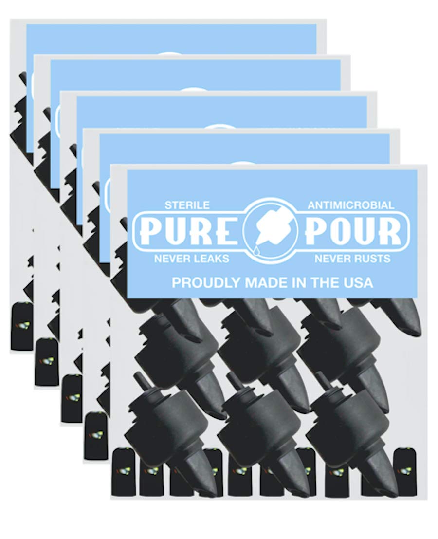 50 Pack Universal Liquor Pourers with Rubber Dust Caps - Perfect for Alcohol Bottles, Olive Oil, Syrup & Balsamic Vinegar - Ideal for Bars, Restaurants & Home Cocktail Making