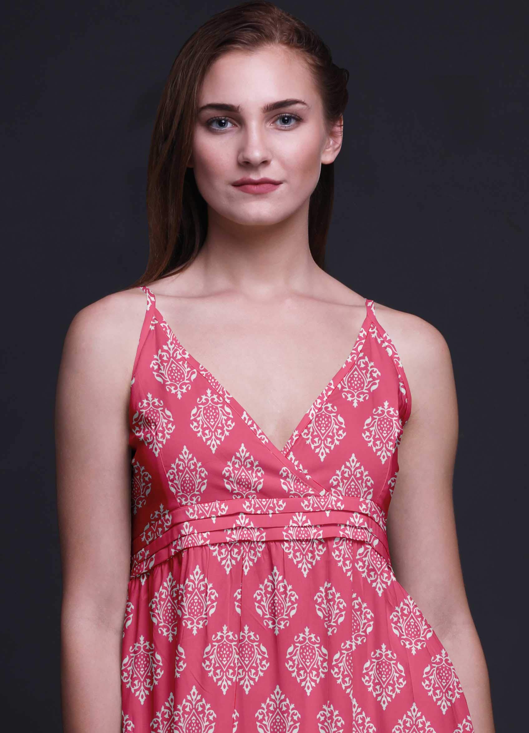 Bimba Women's Bohemian Printed Sleeveless Long Maxi Dress - Strappy Summer Beach Cover Up for Vacation, Pool Party & Tropical Getaway