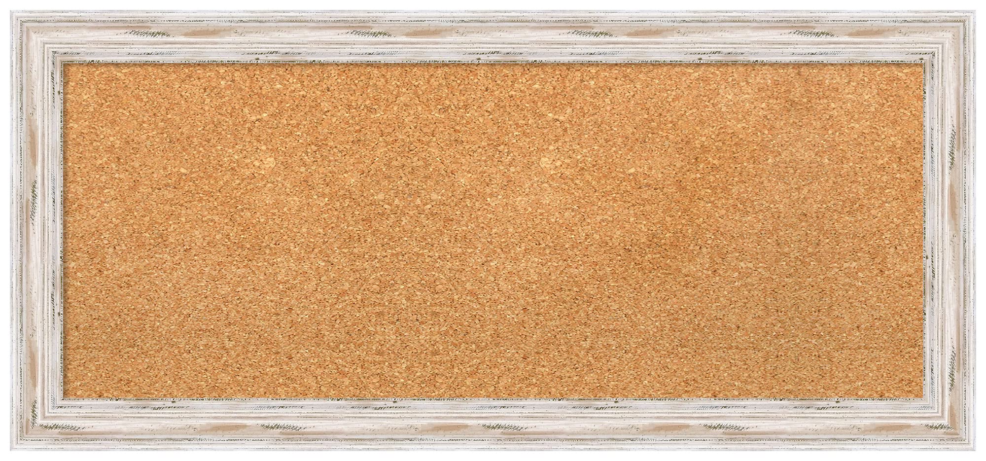 Amanti Art 15x33 Natural Cork Board with White Wood Frame - Vision Board, Office Decor & Home Organization Pinboard | Perfect for Coastal Style Homes, Bulletin Boards & Displaying Photos, Notes & Reminders
