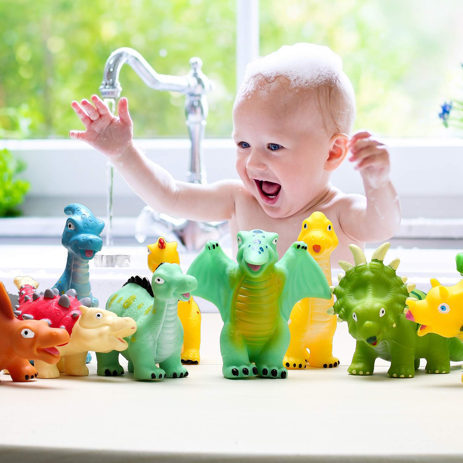 Hely Cancy Dinosaur Bath Toys for Kids - Squirt Water Play Toys for Baby Bath Time, Shower & Pool Fun | Perfect for Sensory Play, Learning & Outdoor Water Activities