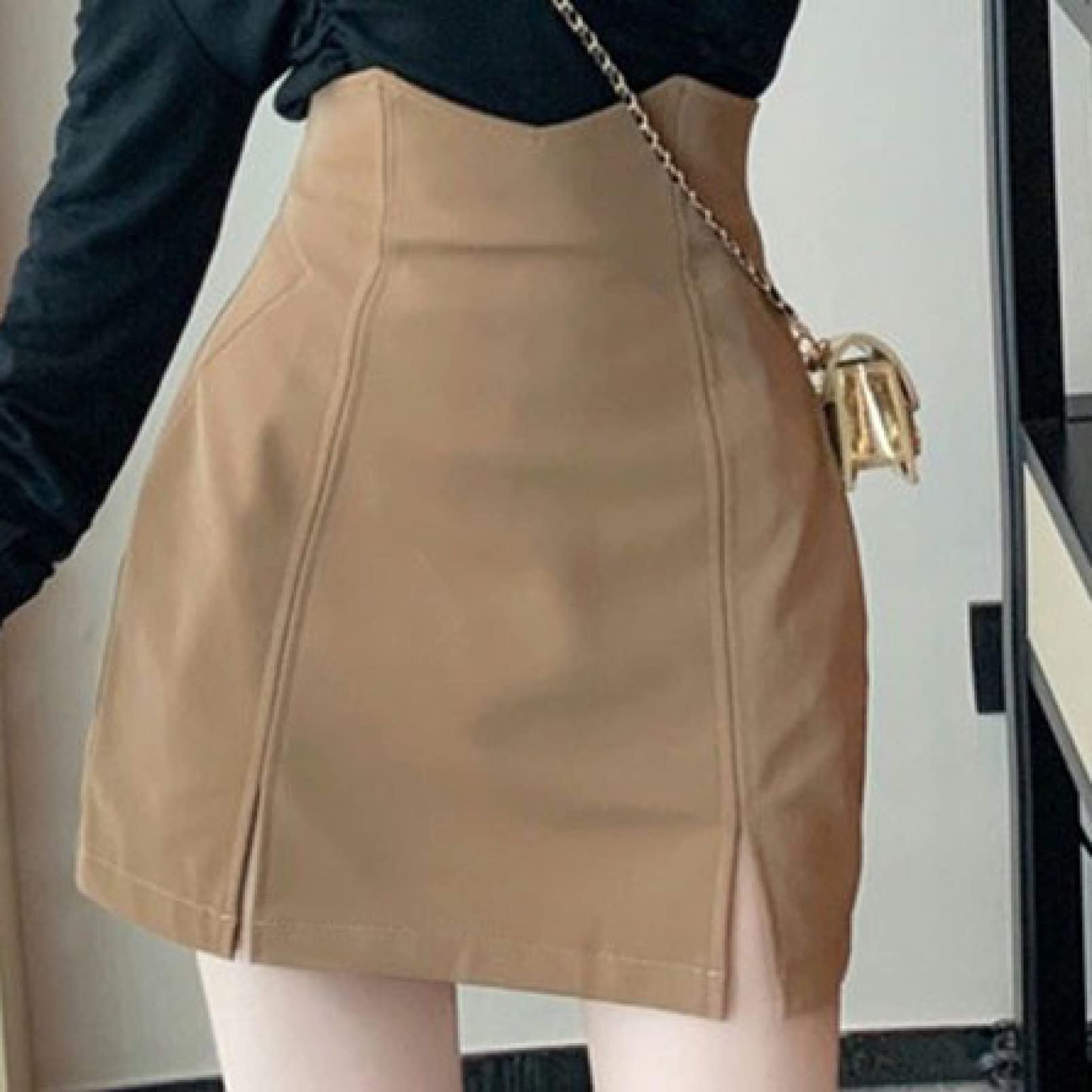 Women's Soft Matte Faux Leather High Waist Skater Skirt - A-Line Stretch Pencil Mini Skirt with Zipper | Sexy & Comfortable for Daily Wear, Party, Club, Date Night & Office Outfits