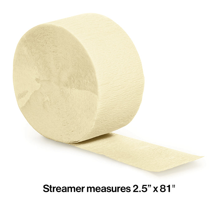 12-Piece Bulk Ivory Crepe Streamers - 81 Feet Long Party Decorations for Weddings, Birthdays & Events