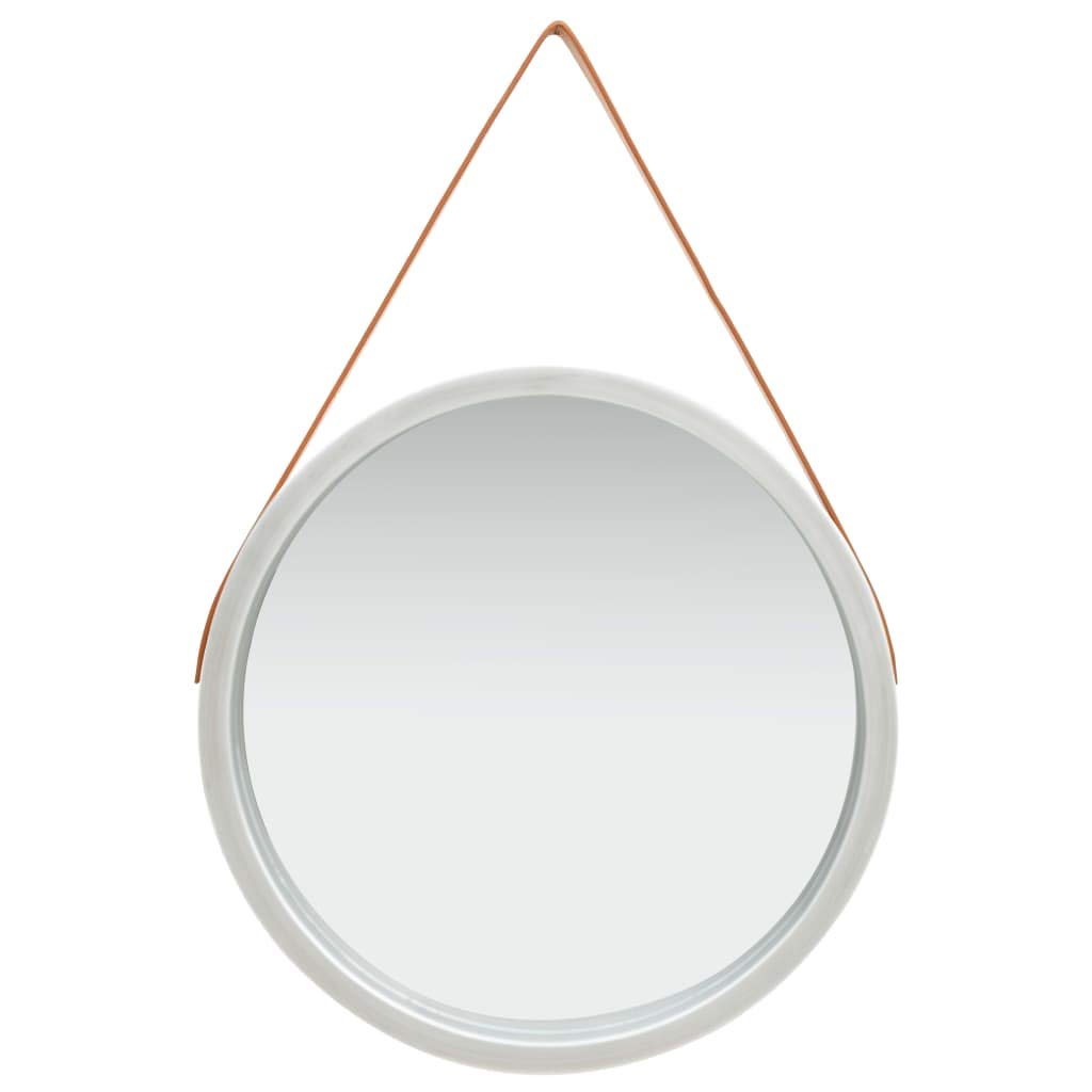 Adjustable Height Round Silver Wall Mirror for Bathroom, Bedroom, Living Room & Dressing Room - Vanity Mirror with Modern Design for Home Decor, Makeup & Outfit Check