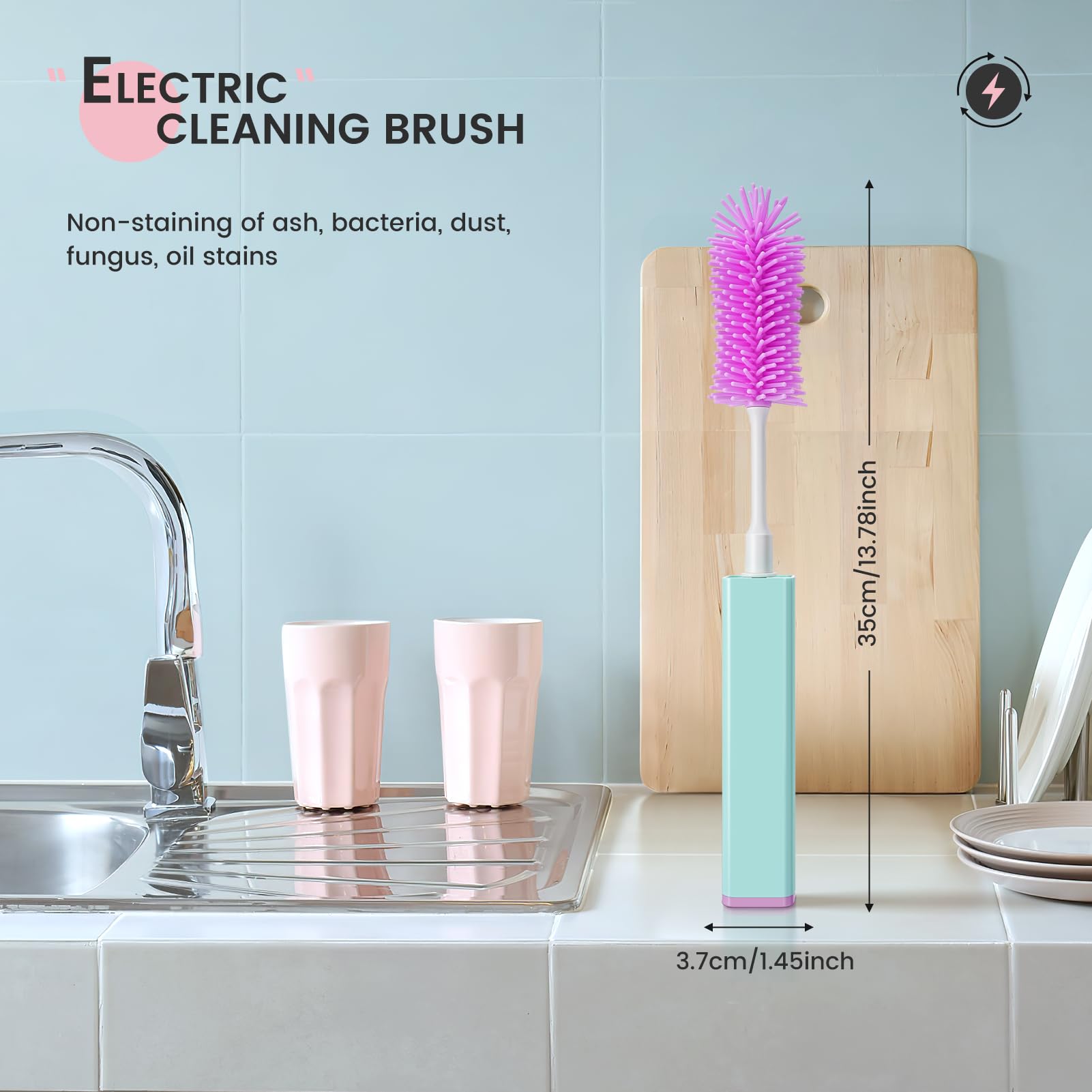 Electric Bottle Brush Set - 360° Automatic Cleaning, IPX7 Waterproof, 2-Speed Silicone Brush for Baby Bottles, Nipples & Straws | Perfect for New Moms & Travel Use