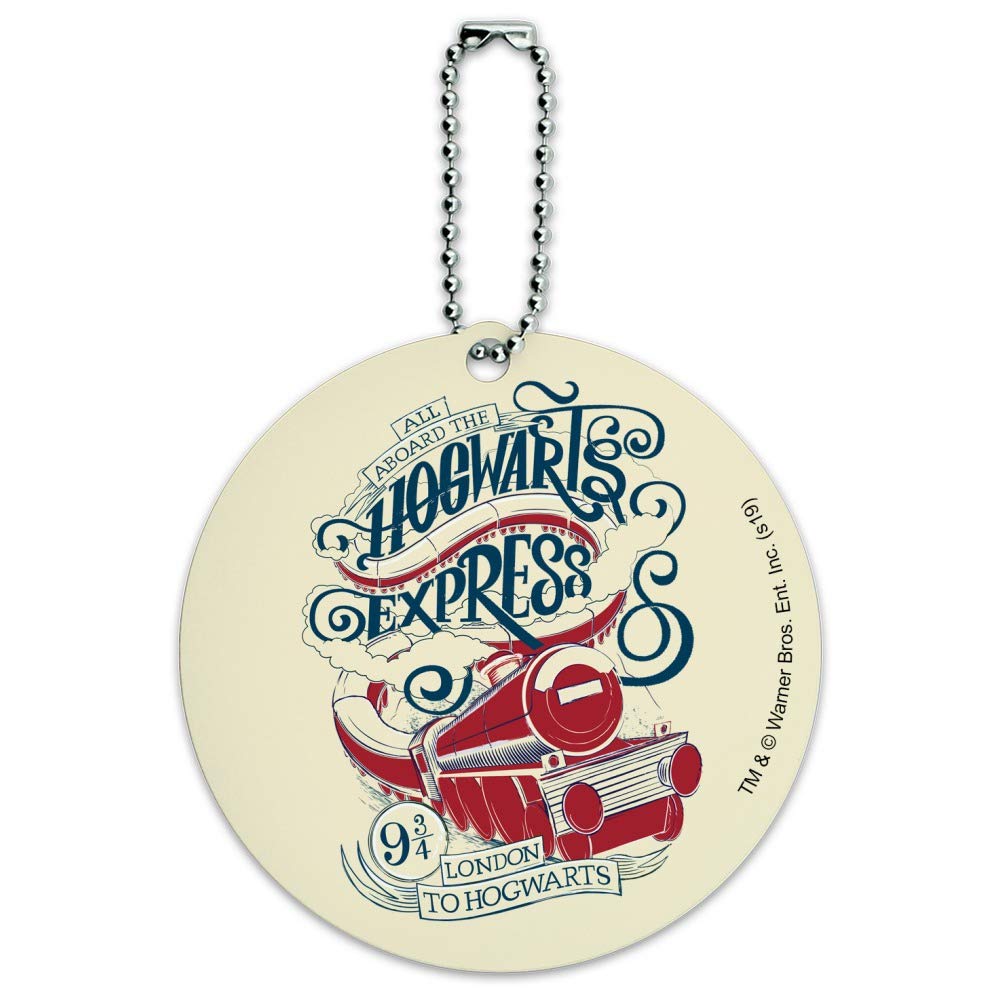 Harry Potter Hogwarts Express Round Luggage ID Tag - Personalized Suitcase & Carry-On Baggage Identifier for Travel Accessories (Ideal for Airports, Train Trips & Magical Adventures)