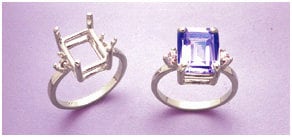 Solid Sterling Silver or 14kt Gold 9x7mm to 16x12mm Emerald Cut Pre-Notched Ring Blank - Size 7 Setting (163483/143483) - Perfect for Engagement Rings, Wedding Bands & Jewelry Making
