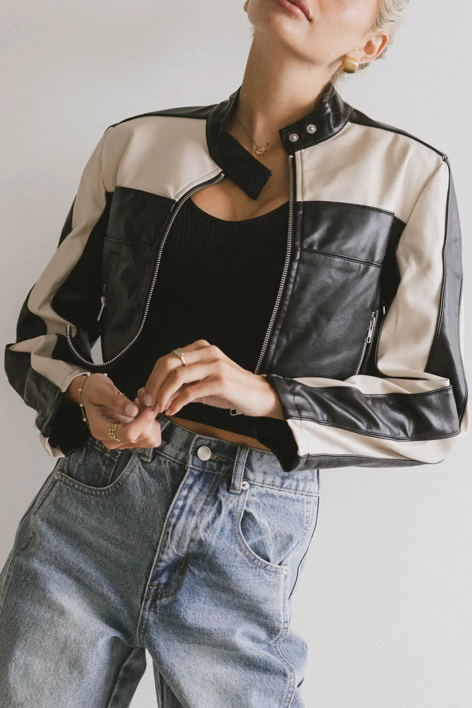 Leda Vegan Leather Jacket for Women - Eco-Friendly Faux Leather Biker Style Jacket - FINAL SALE - Perfect for Casual Outings, Nightlife & Fashion Events