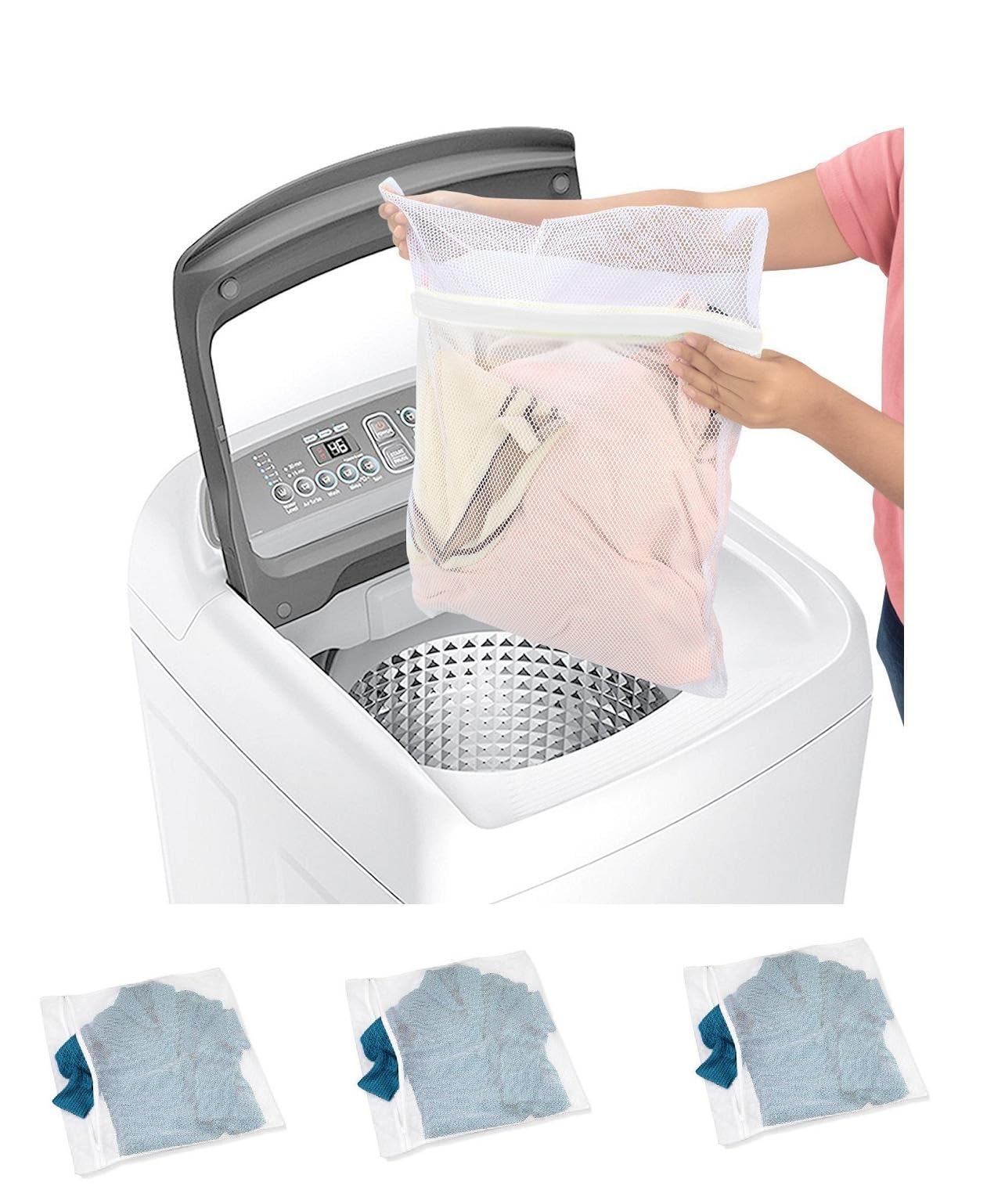 Dependable Industries 3-Pack Extra Large Reusable Mesh Laundry Bags for Delicates (20