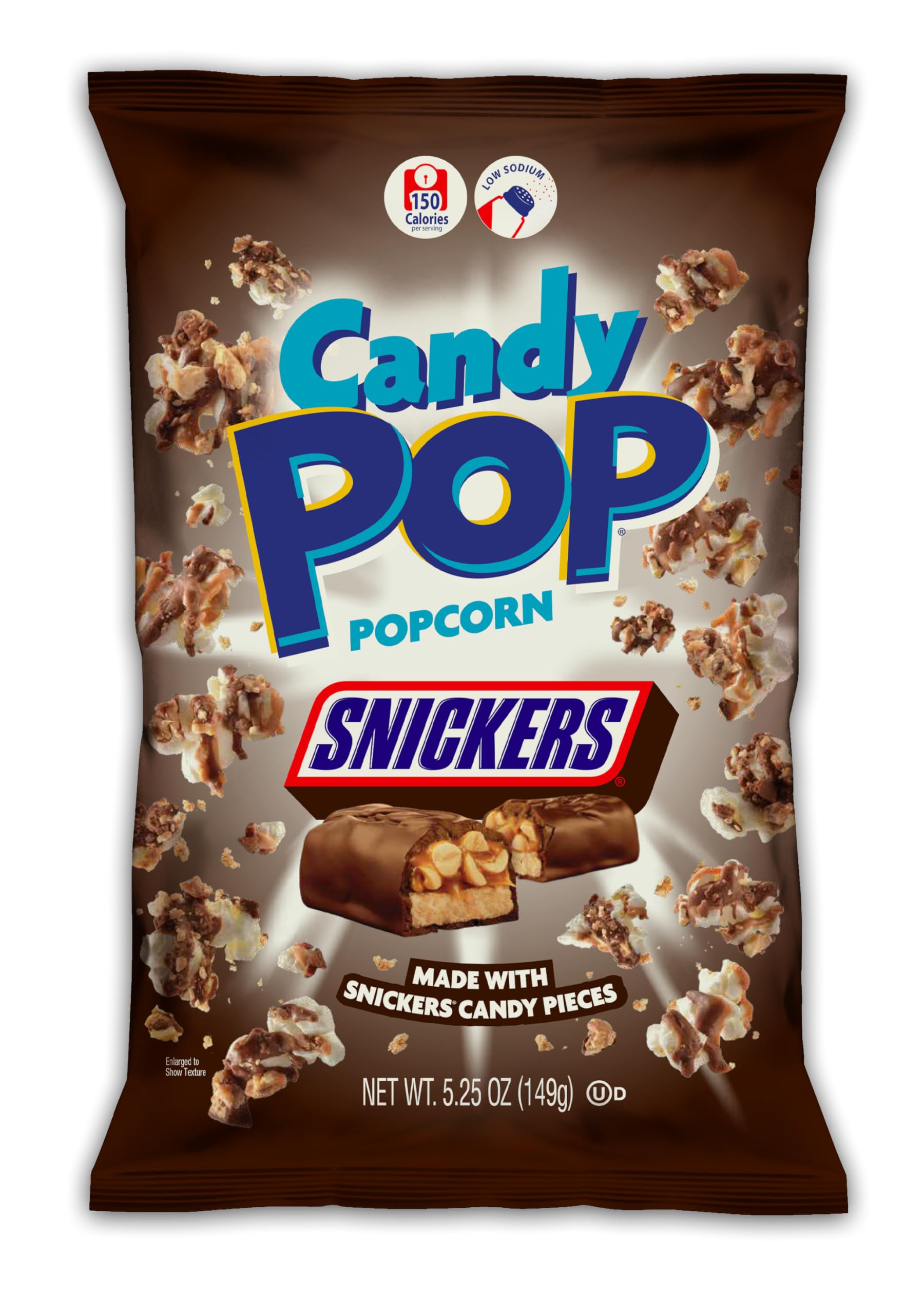 Snickers Candy Coated Popcorn - 5.25oz Bags (Pack of 12) | Made with Real Snickers Pieces | Sweet & Crunchy Snack for Movie Nights, Parties & Gifts