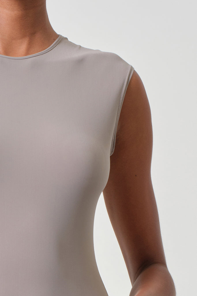 AGOLDE Aura Sleeveless Bodysuit in Aluminum - Women's Fashion Bodysuit for Layering, Night Out & Casual Wear