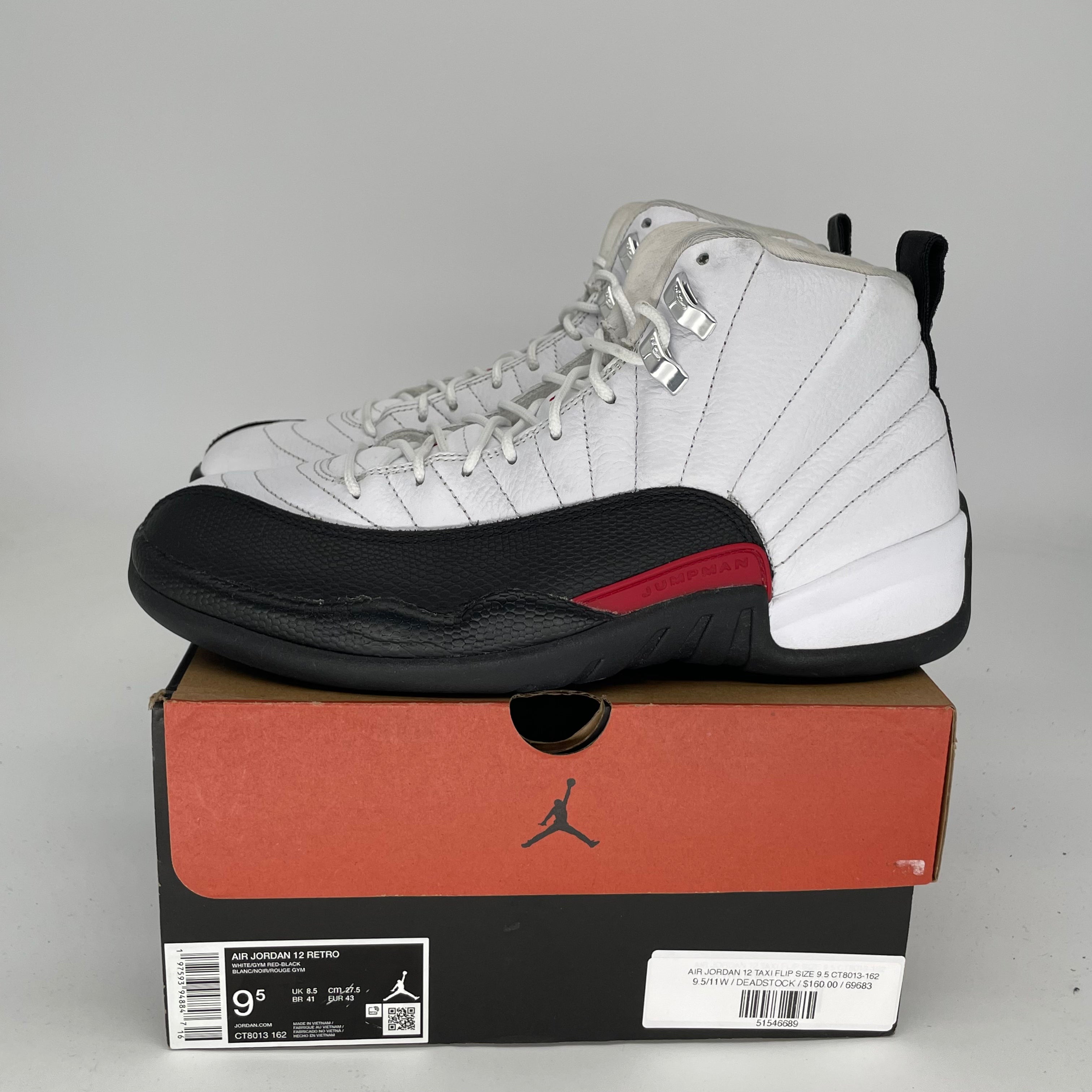 AIR JORDAN 12 TAXI FLIP Basketball Shoes Men's Size 9.5 - Retro CT8013-162 Sneakers for Streetwear & Casual Outfits