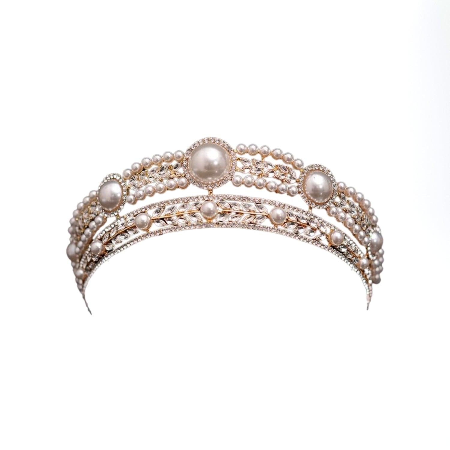 Elegant Pearl Tiara & Queen Crown for Women | Royal Wedding & Bridal Jeweled Headpiece | Birthday, Quinceañera, Pageant, Prom Accessory – Perfect for Special Occasions & Formal Events