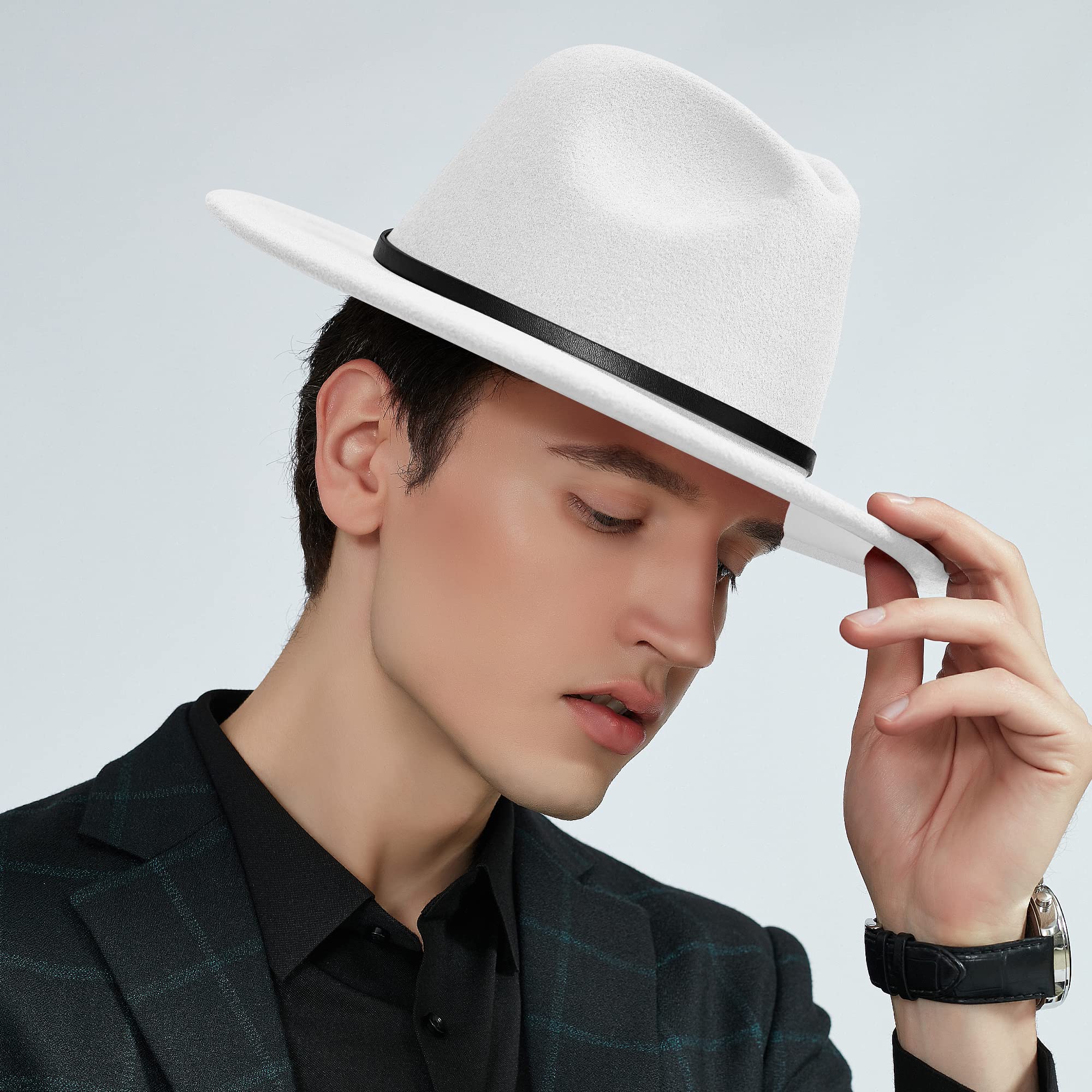 Stylish SAJUZEN Wide Brim Fedora Hat for Women & Men - Premium Felt Hat with Decorative Belt Buckle - Perfect for Outdoor Events, Weddings, and Fashion Accessories