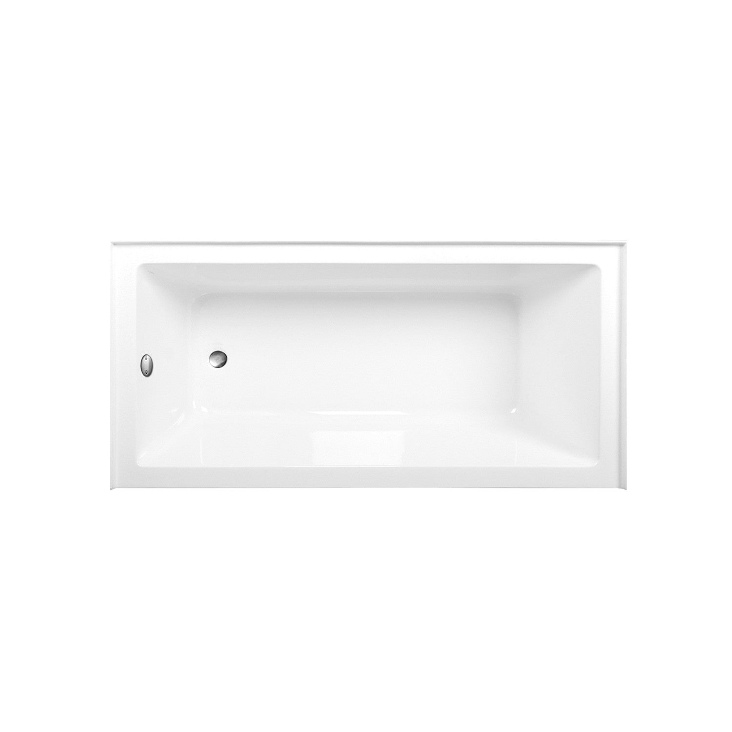 Aqua Eden 66 Inch Acrylic Rectangular 3-Wall Alcove Bathtub - Left Hand Drain, Glossy White with Brushed Nickel Finish | Perfect for Modern Bathroom Renovations & Spa-Like Retreats