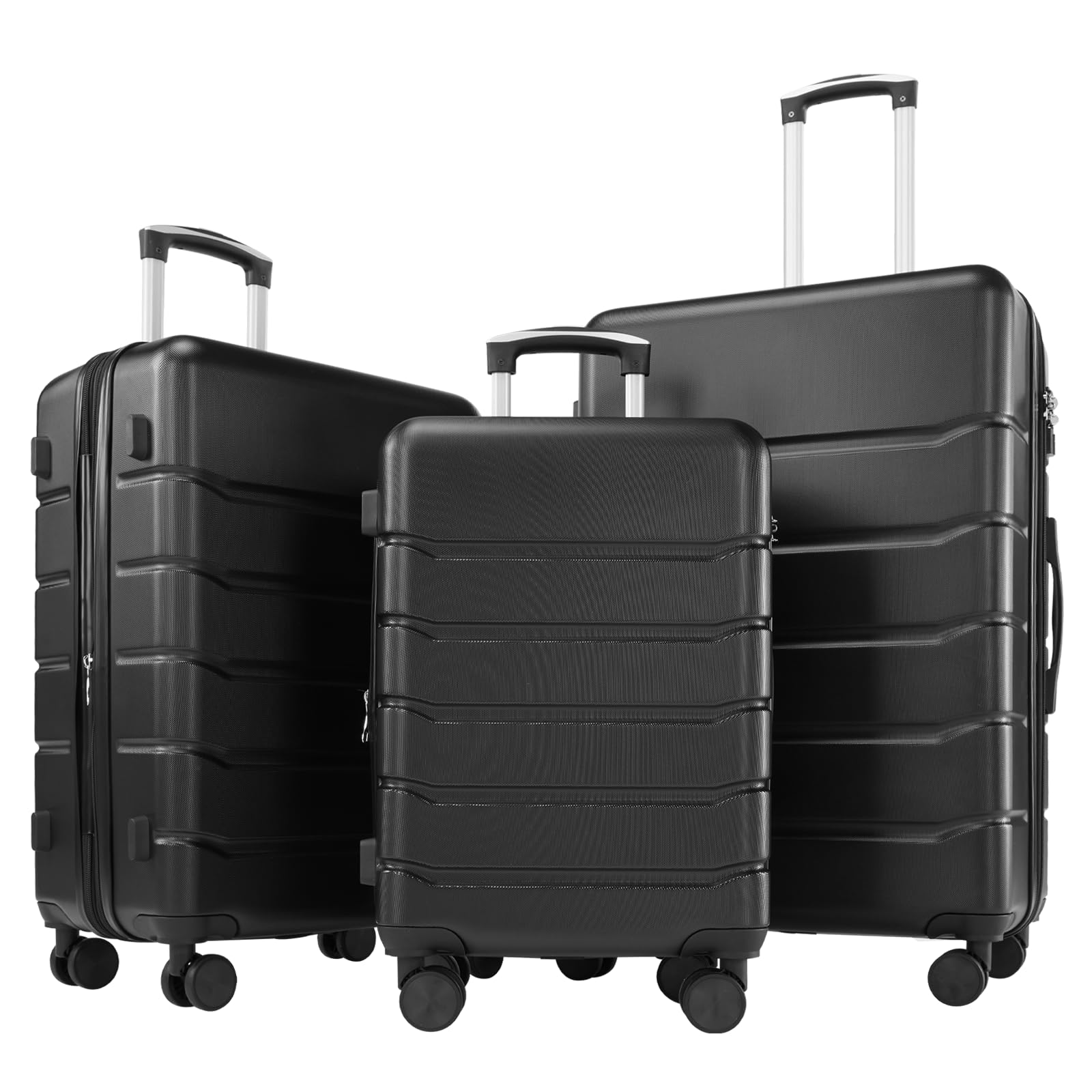 Sweetcrispy 3-Piece Lightweight ABS Hard Shell Luggage Set with Double Spinner Wheels, TSA Lock & Expandable Design - Perfect for International Travel, Family Vacations & Business Trips