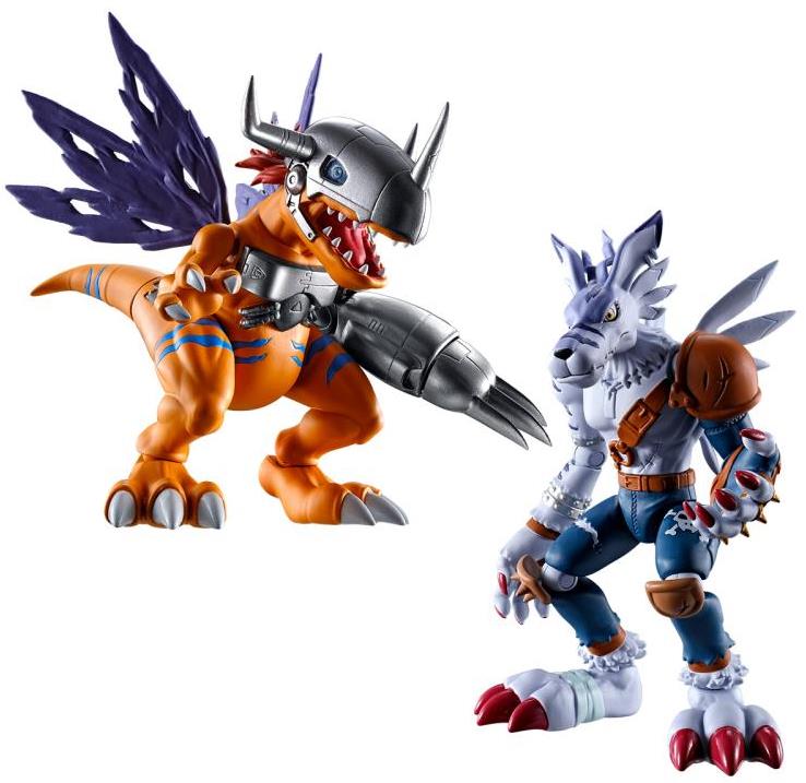 Bandai Digimon Adventure Metalgreymon & Weregarurumon SHODO Action Figures 2-Pack Set - Collectible Anime Model Toys for Display & Play