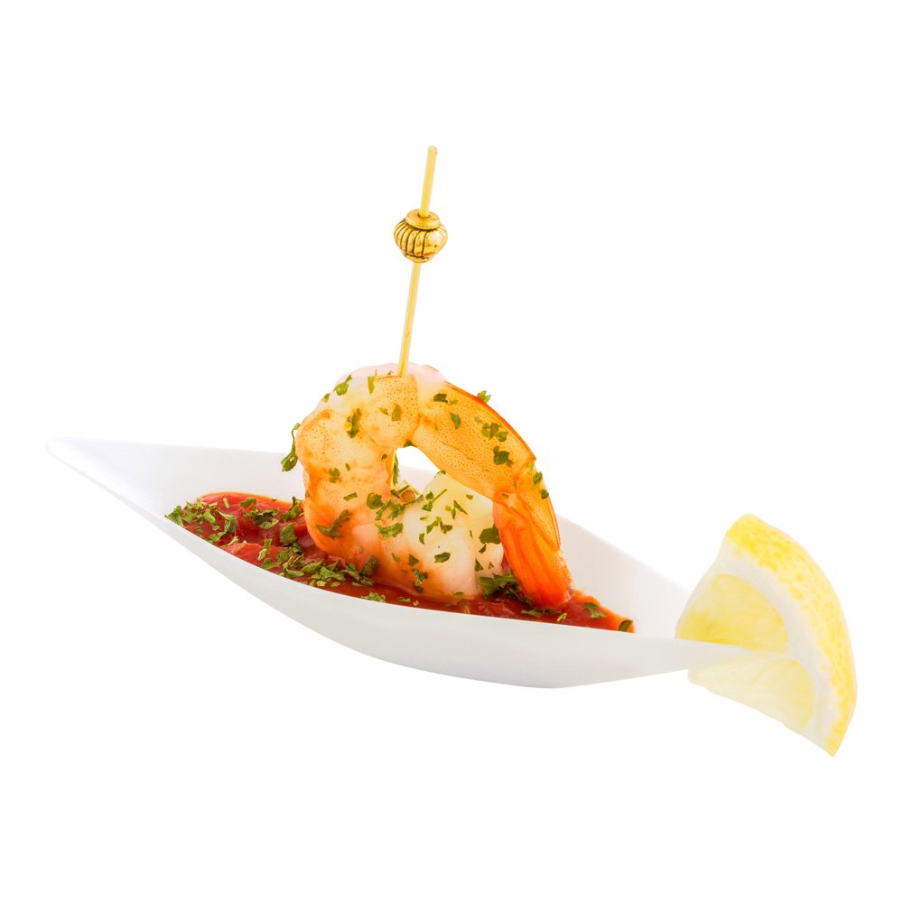 Restaurantware 1 oz Disposable Dipping Sauce Bowls - 100 Pack White Plastic Canoe-Shaped Small Dishes for Dips, Appetizers, Desserts & Samples | Perfect for Restaurants, Catering & Party Serving