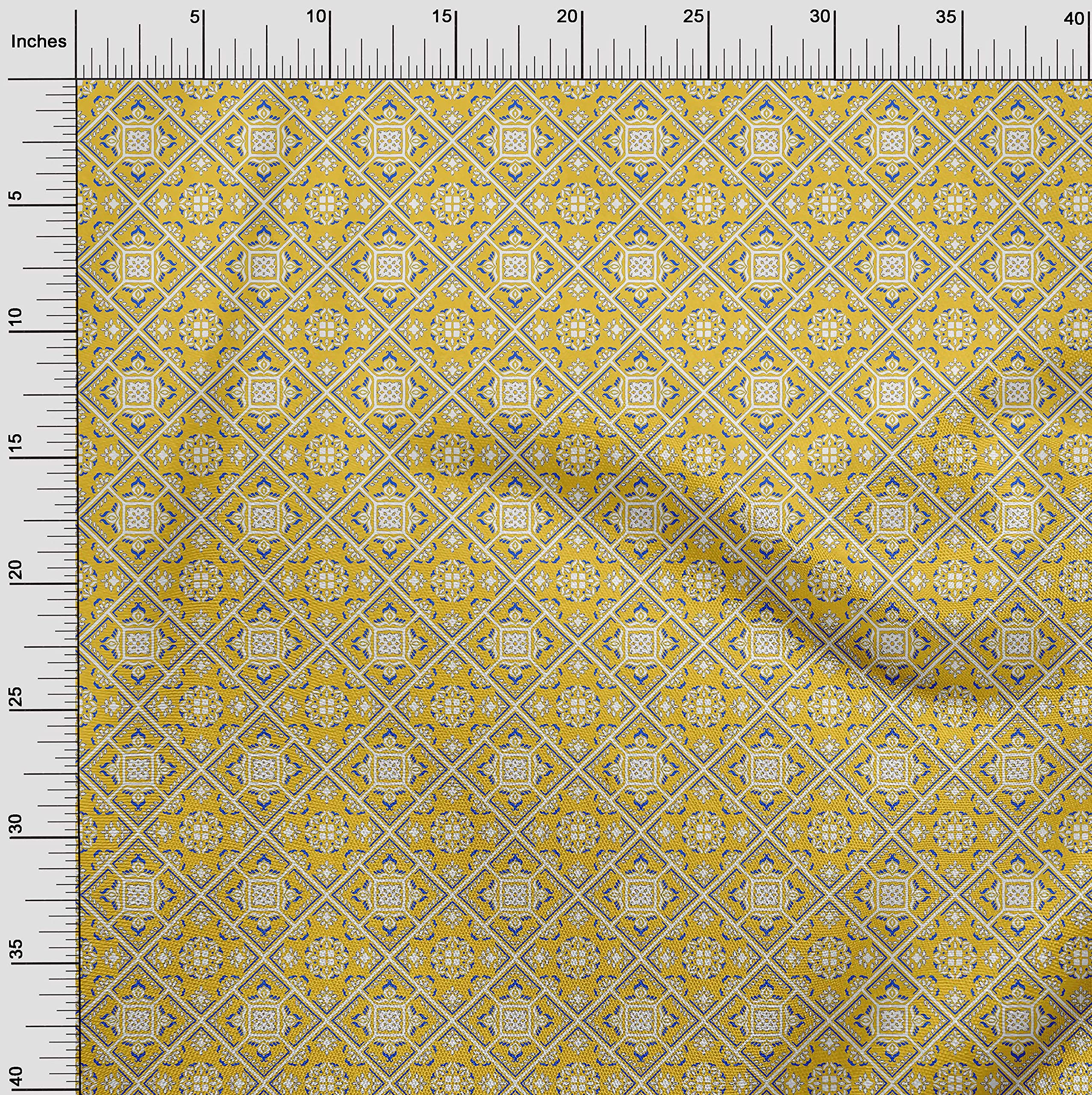 oneOone Velvet Sunglow Fabric Mosaic Sewing Material by The Yard - 58 Inch Wide Printed DIY Clothing & Craft Supplies for Dresses, Quilts, Home Decor