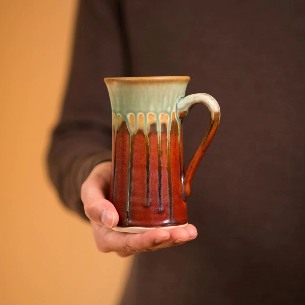 Blanket Creek Pottery Straight Mug - Rustic Red Ceramic Coffee Cup for Home, Office & Camping | Handmade Stoneware Drinking Mug with Comfortable Handle