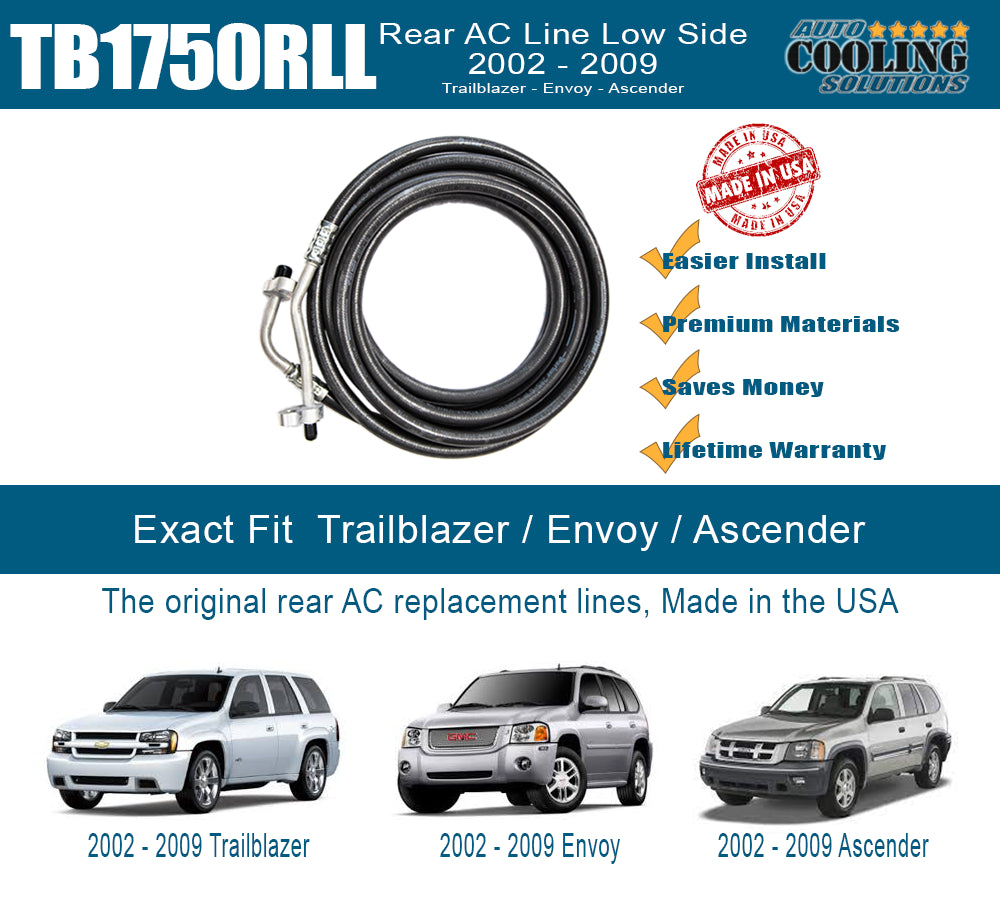 2002-2009 Rear AC Low Pressure Line Replacement for Chevy Trailblazer EXT, GMC Envoy XL & Isuzu Ascender - Perfect for AC System Repairs & Maintenance