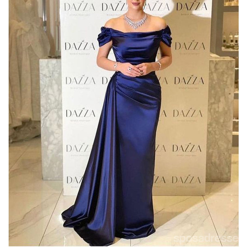 Elegant Navy Blue Mermaid Off Shoulder Long Bridesmaid Dress WG1421 - Perfect for Weddings, Prom, Evening Parties & Formal Events
