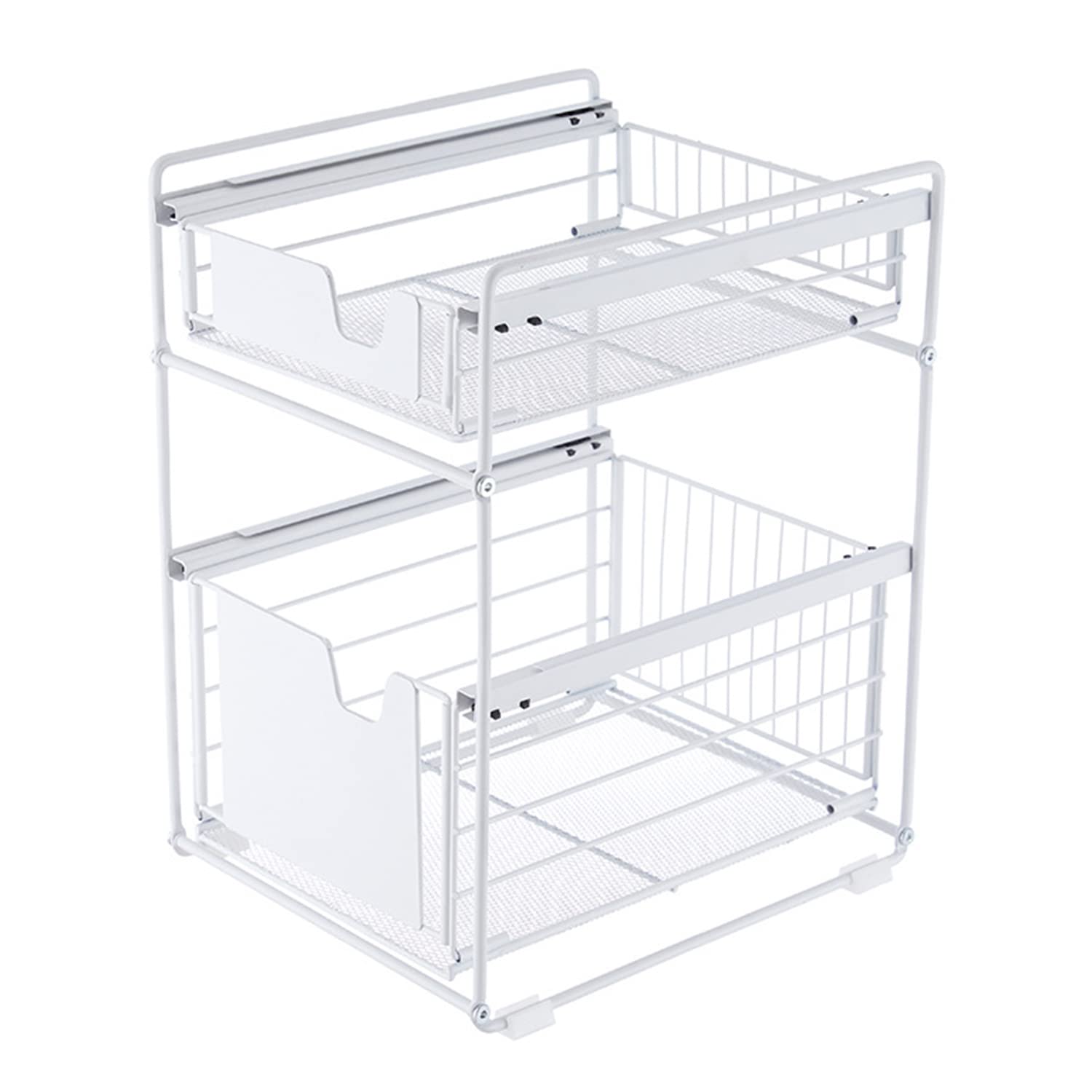 Pull Out Spice Rack Organizer for Cabinet - Under Sink Storage Solution | Expandable Kitchen & Bathroom Organizer (28x33x42cm, White) | Perfect for Small Spaces, Pantry Organization & Clutter-Free Countertops