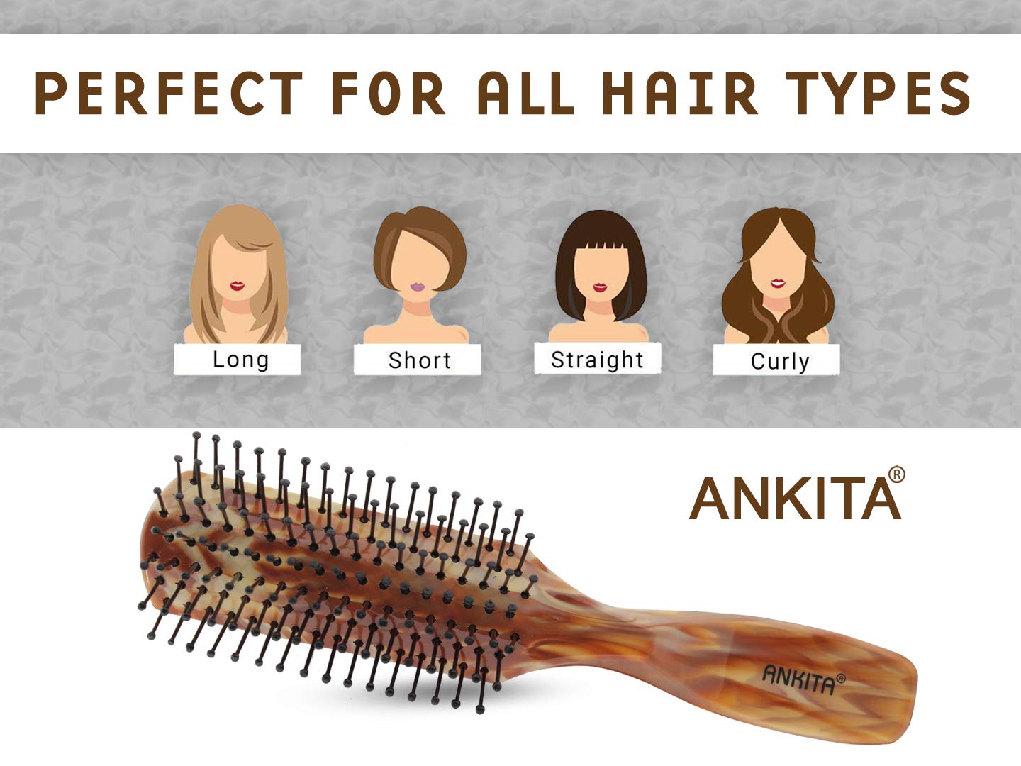 ANKITA All-Purpose Hair Brush with Soft Nylon Bristles - Detangling & Styling Brush for Women & Men - Perfect for Wet/Dry Hair, Home & Travel Use