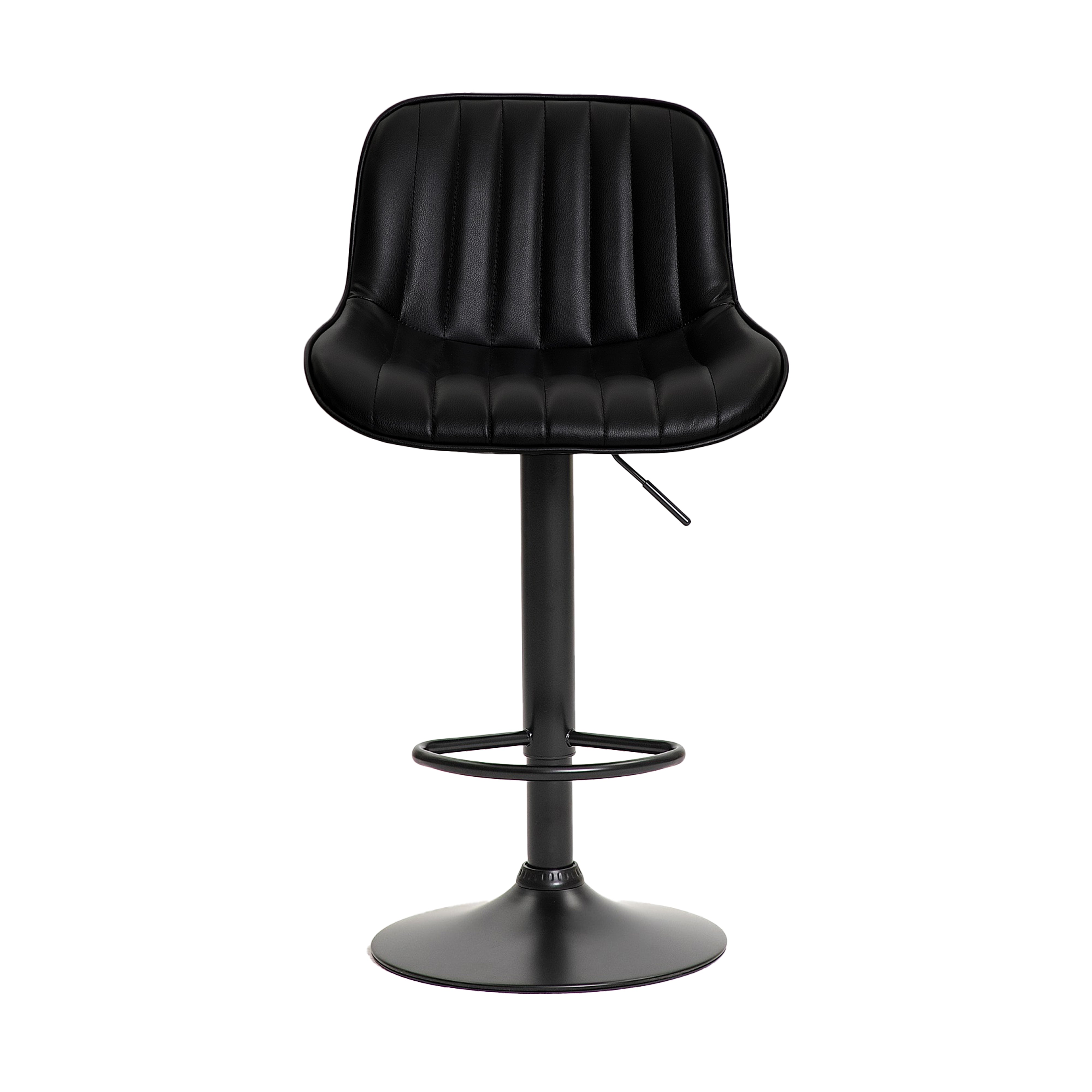 Urban Style Black PU Gas Lift Bar Stools - Set of 2 Metal Counter Height Stools for Kitchen Island, Breakfast Nook & Home Bar