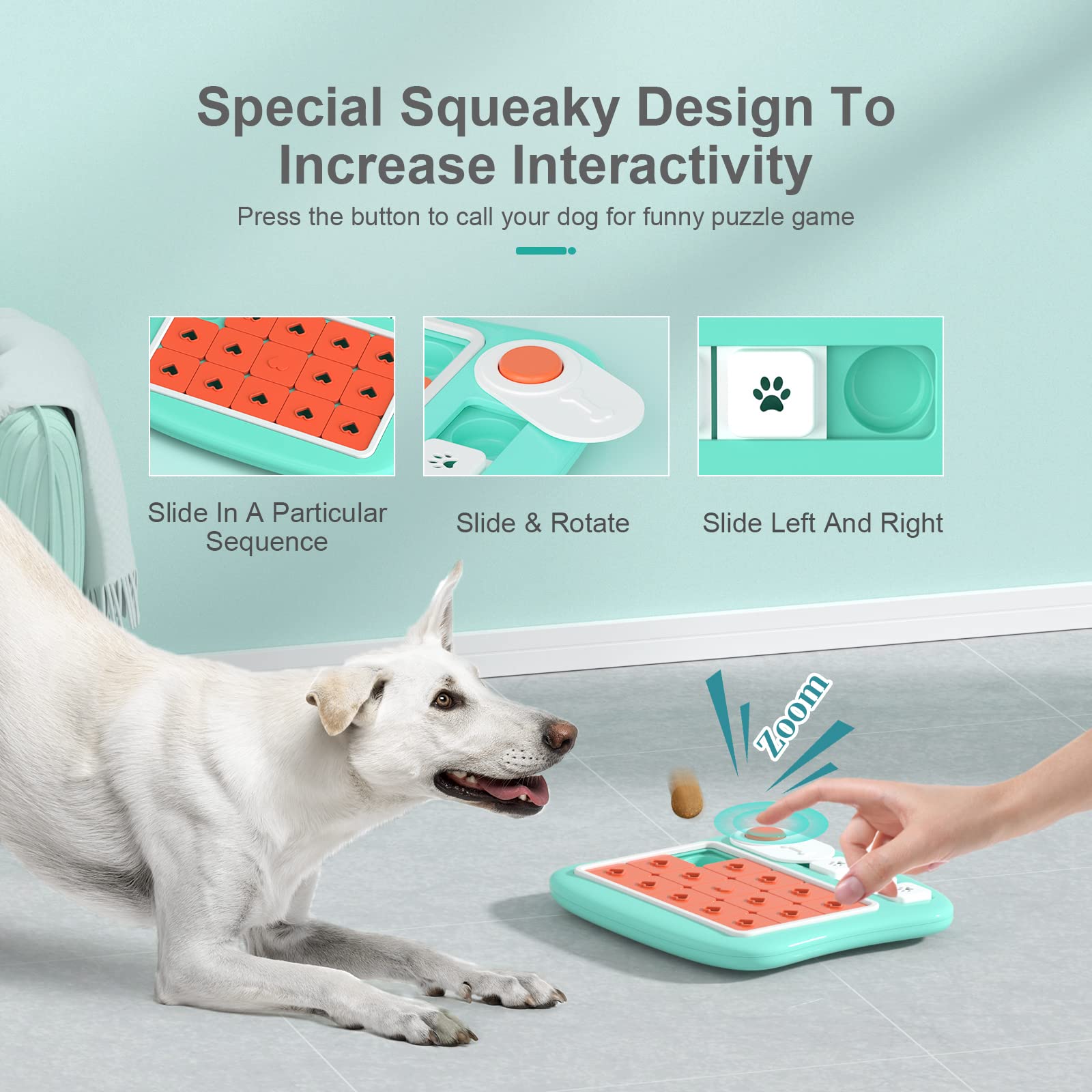 Interactive Dog Puzzle Toys for IQ Training & Mental Stimulation - Treat Dispensing Puzzle Game with Squeaky Design for Small, Medium & Large Dogs - Perfect for Boredom Relief & Indoor Playtime