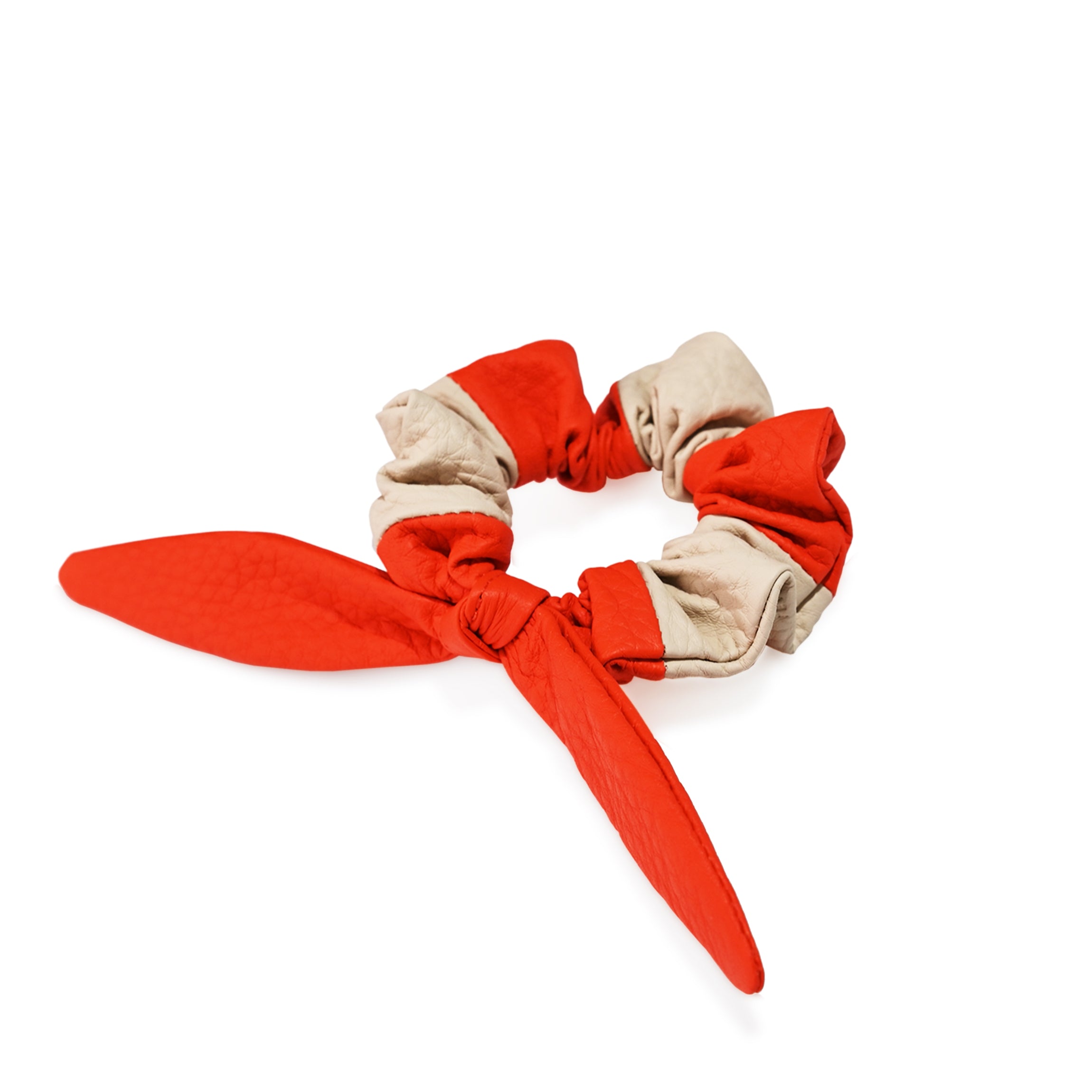 Clementine & Sand Stripe Hair Scrunchie - Soft Fabric Hair Tie for Women & Girls - Perfect for School, Work, and Everyday Use