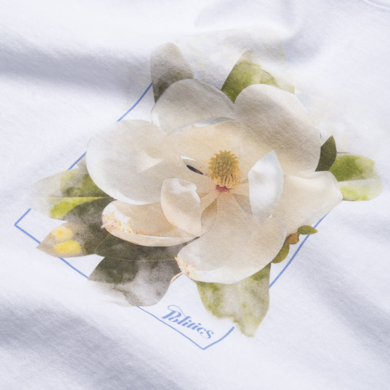 Politics Magnolia T-Shirt for Women - Soft Cotton White Tee - Casual Wear & Street Style Fashion