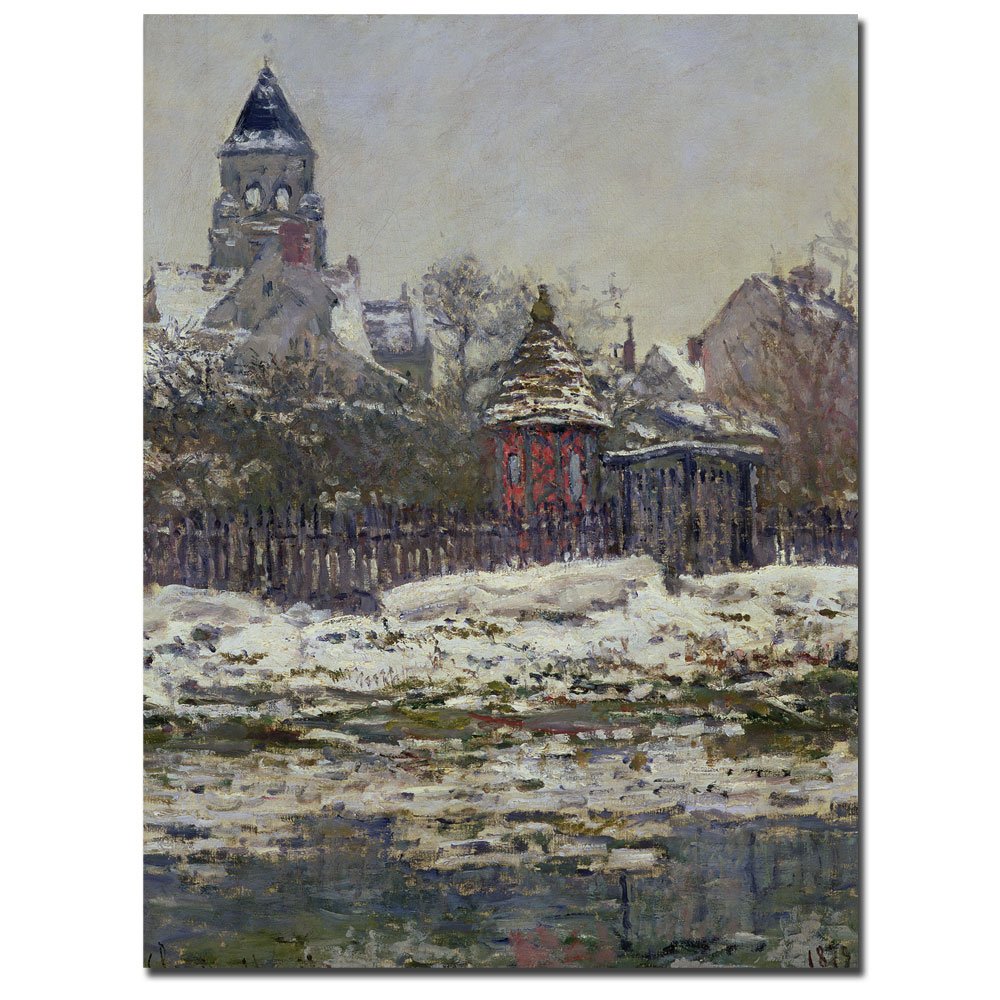 Trademark Fine Art Claude Monet The Church at Vetheuil 1879 Canvas Art Print - Famous Impressionist Painting for Home & Office Wall Decor