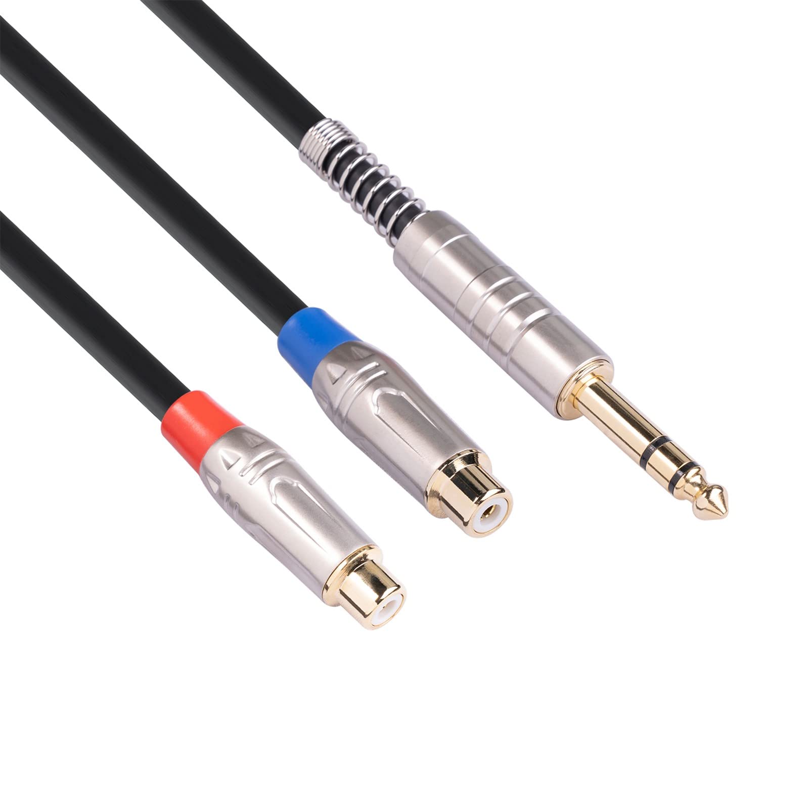 6.5mm Male to 2RCA Male Stereo Audio Adapter Cable - Nylon Braided AUX Cord for Smartphones, MP3 Players, Tablets, Speakers, HDTV - USB C to USB Adapter (Black, One Size) - Perfect for Home Theater, Car Audio, and Studio Setups