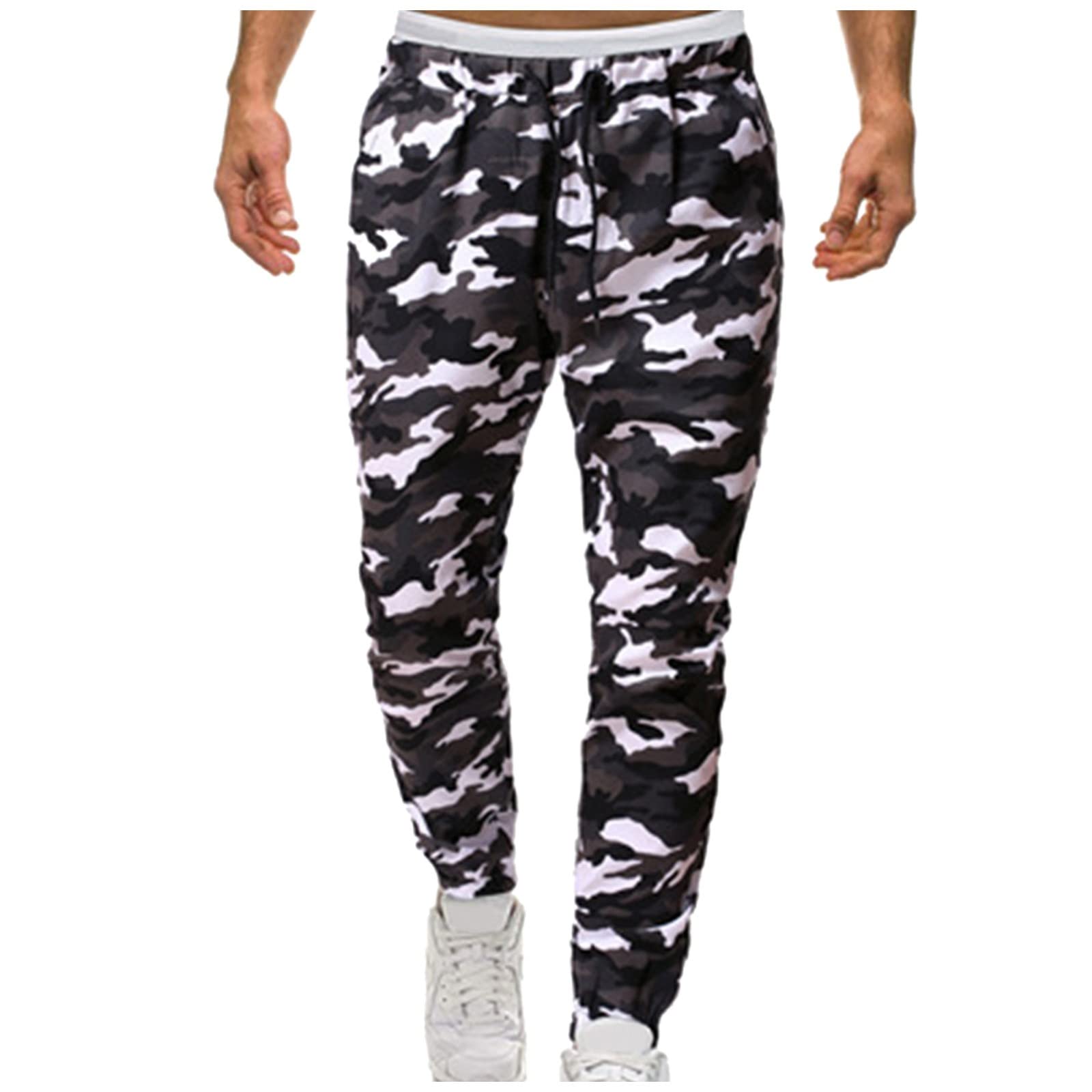 Men's Baggy Chef Pants with Drawstring - Mid Waist Casual Cargo Pants with Pockets for Cooking, Restaurant Work & Outdoor Activities