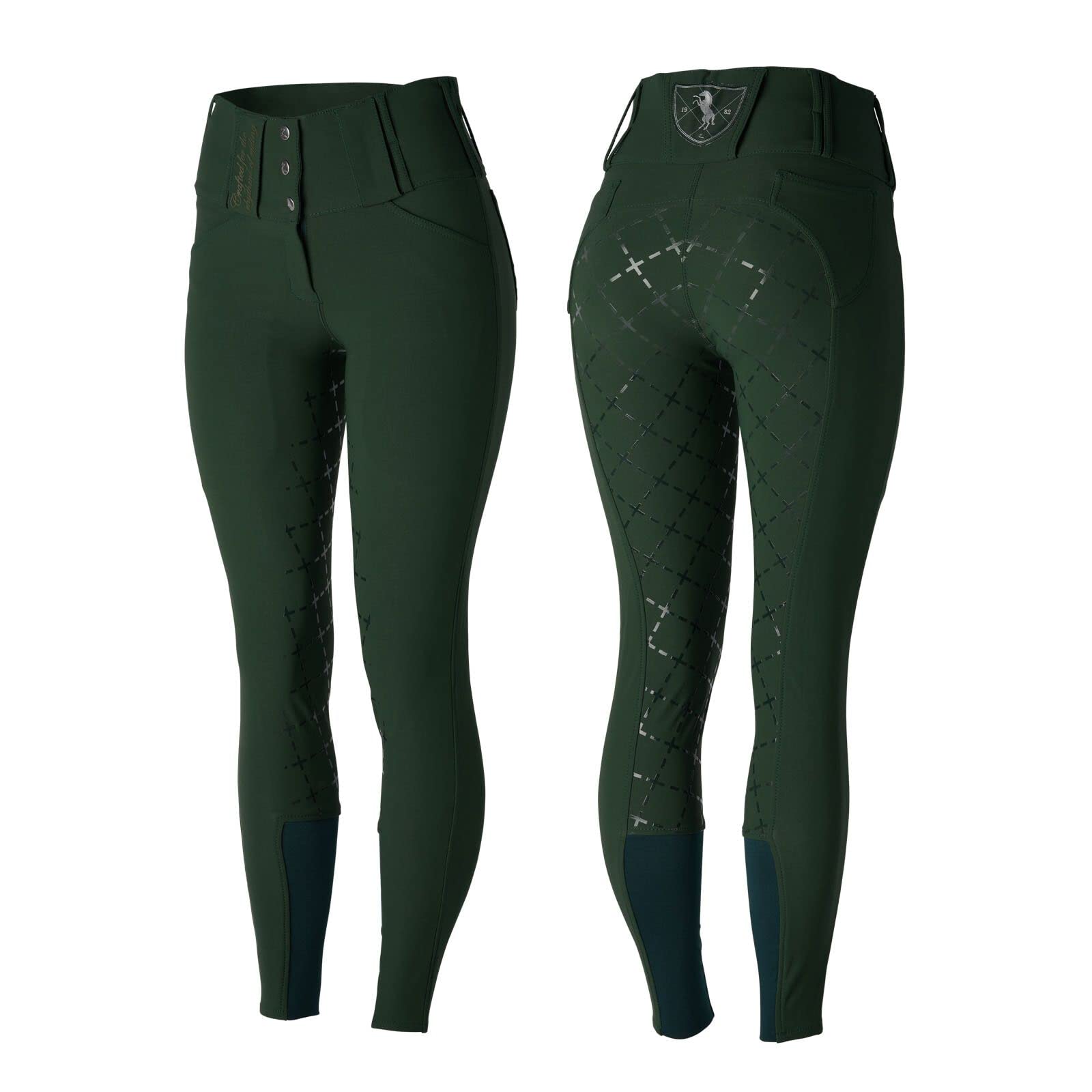 HORZE Desiree Women's Silicone Full Seat Breeches with Belt Loops - Comfortable Equestrian Riding Pants for Horseback Riding & Training