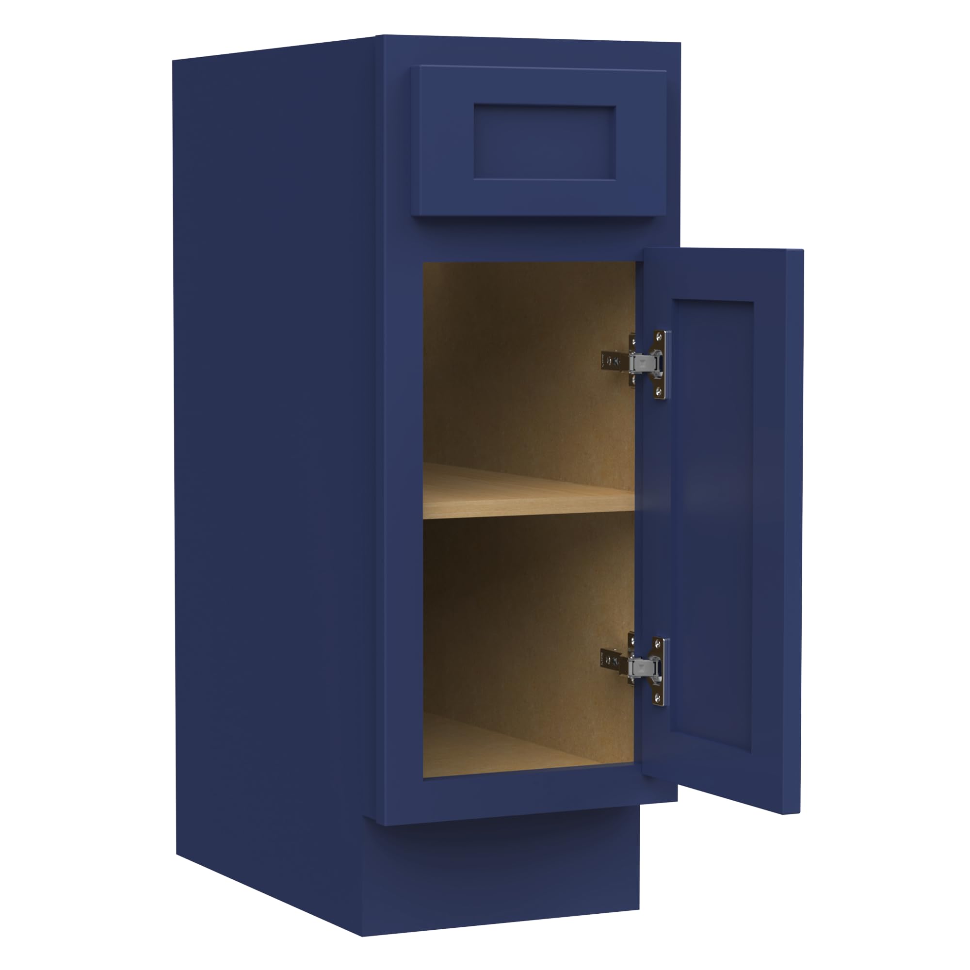 Vanity Art 12 Inch Small Bathroom Vanity Cabinet with Soft Closing Drawer & Door - Right Offset Shaker Design, Floor Mount Storage Organizer for Bathroom, Bedroom or Powder Room - VA4012-1BLUE