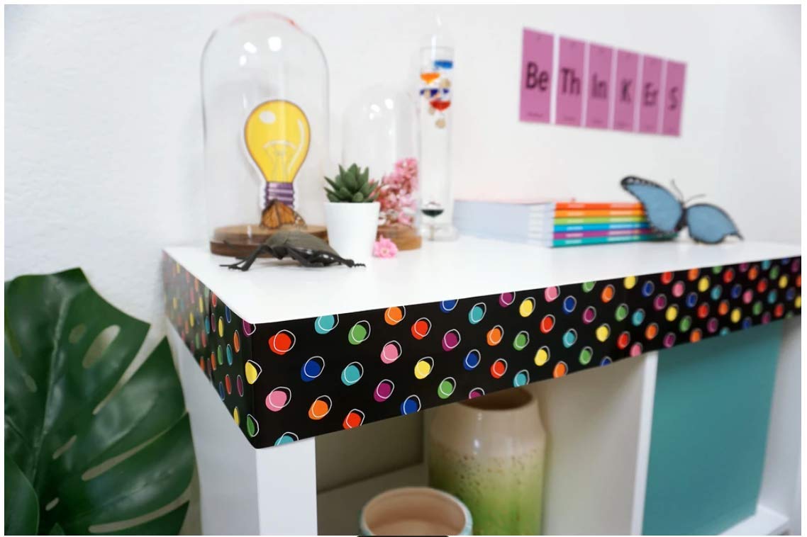 Creative Teaching Press Doodle Dots on Black Classroom Border (8758) - Decorative Bulletin Board Trim for Elementary School, Preschool & Homeschool Decor