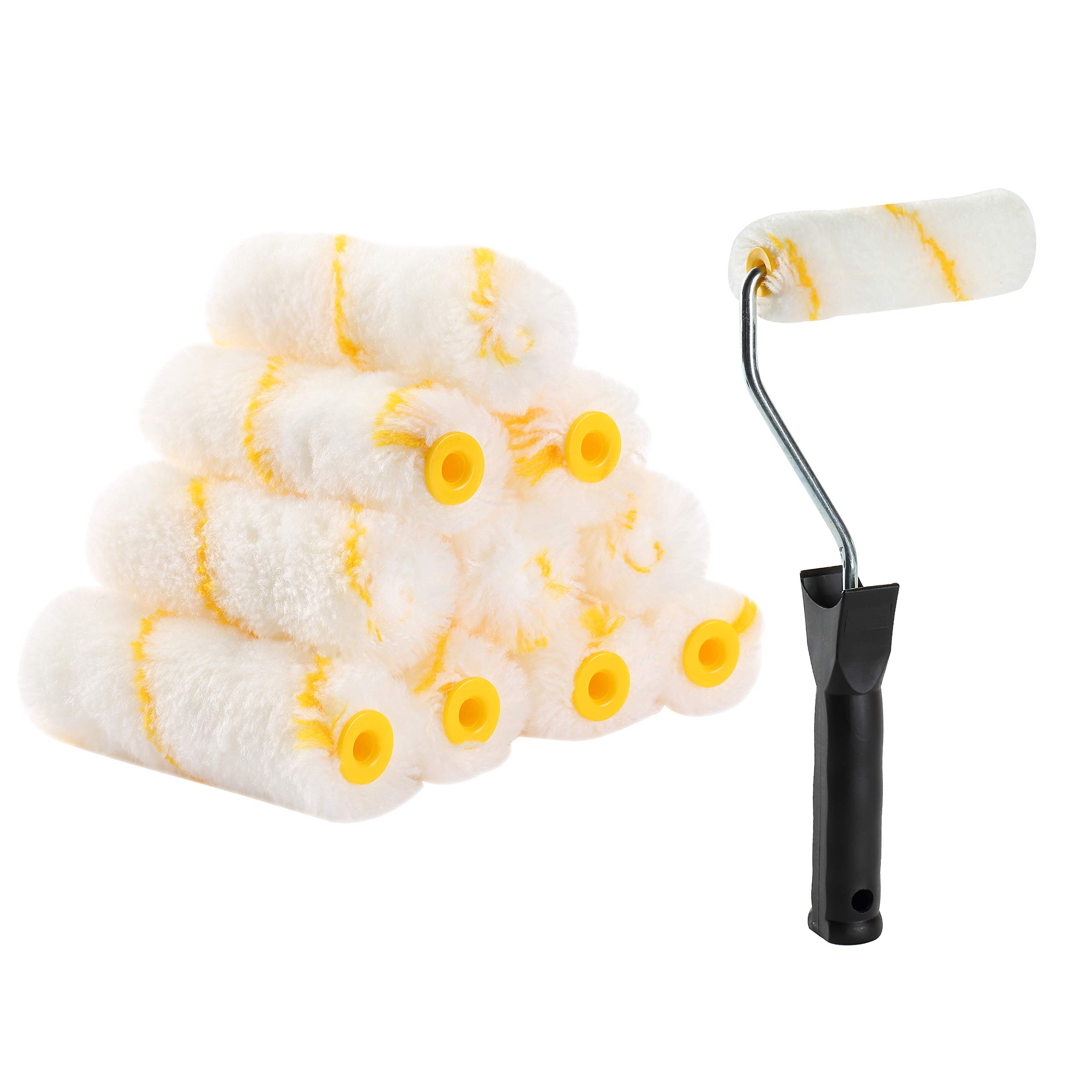 Bates 4 Inch Paint Roller Set with 10 Covers - Small Wall Painting Tool Kit for Smooth Finish - Perfect for DIY Home Projects, Touch-Ups & Small Spaces