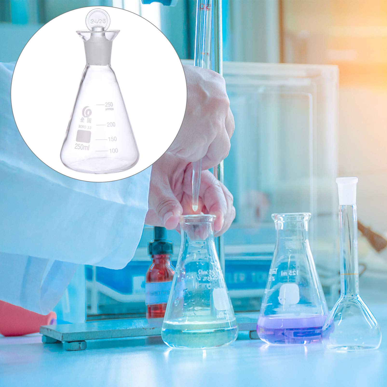 1pc Premium Borosilicate Glass Flask - High-Quality Laboratory Supplies for Chemistry & Science Experiments | Perfect for Lab, School, and Research Use